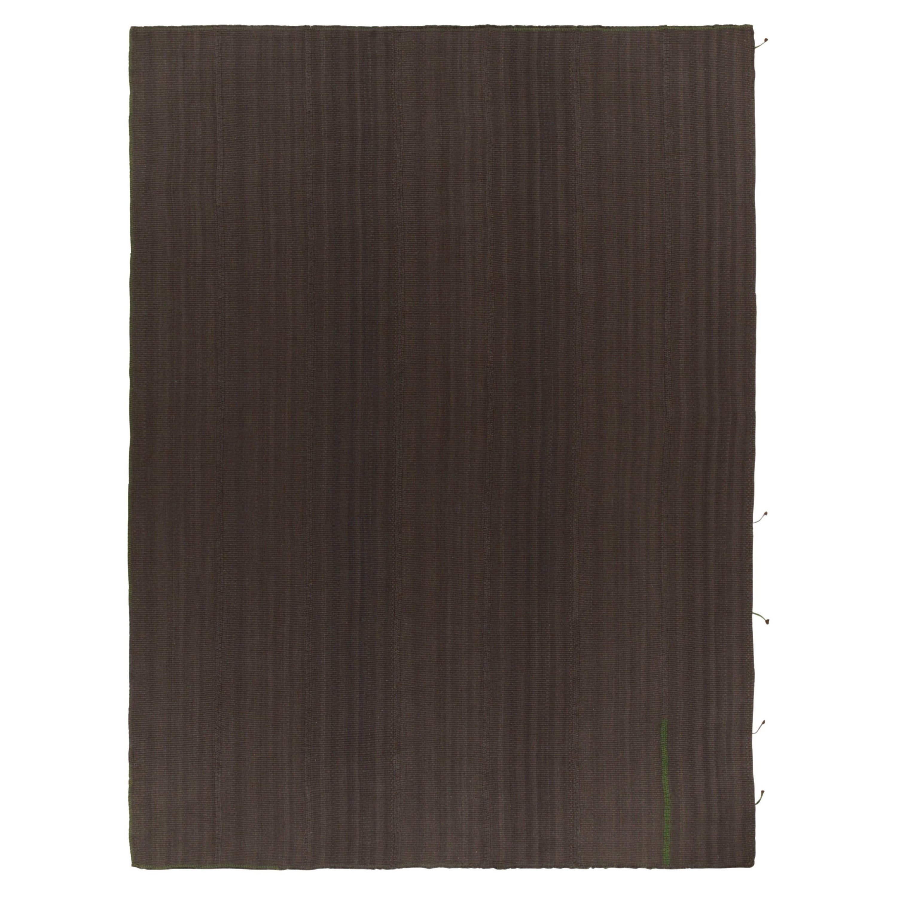 Kilim contemporáneo de Rug & Kilim en rayas marrón intenso, estilo panel tejido en venta