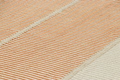 Rug & Kilim’s Contemporary Kilim in Rust Orange and Cream White Textural Stripes