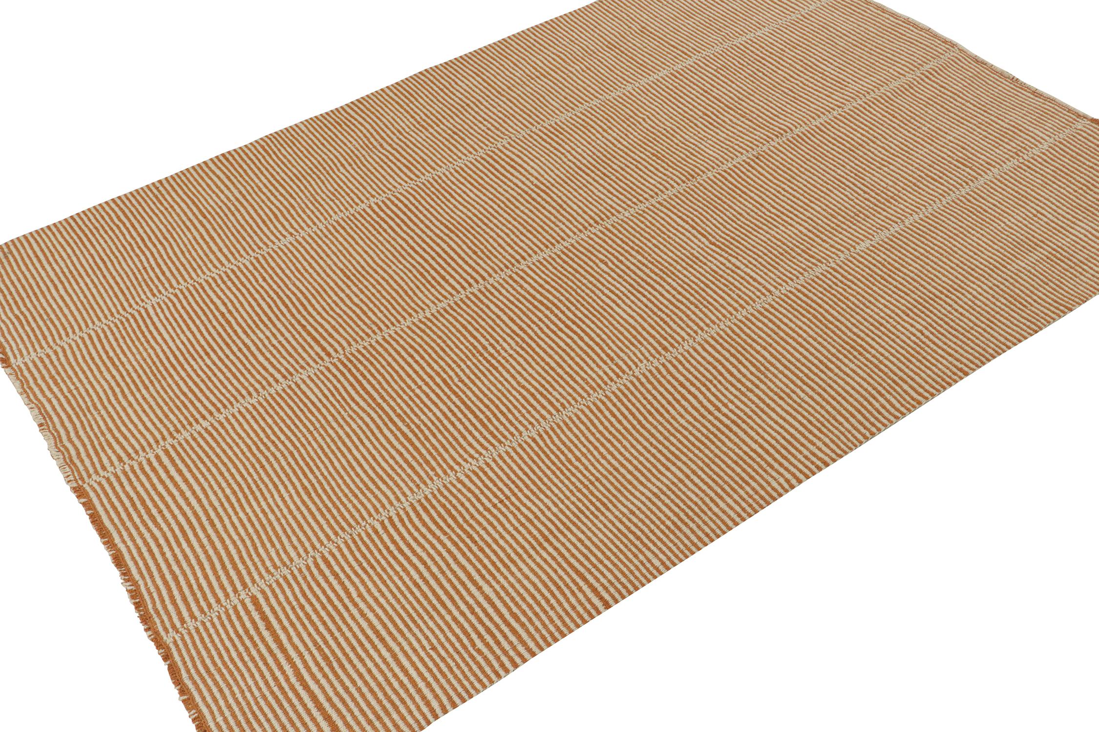 Modern Rug & Kilim’s Contemporary Kilim in Rust with Off-White Notes For Sale