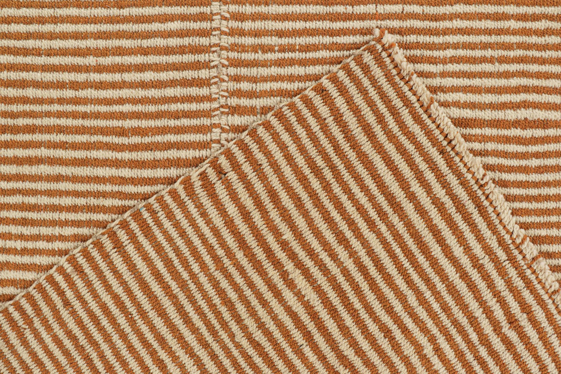 Wool Rug & Kilim’s Contemporary Kilim in Rust with Off-White Notes For Sale