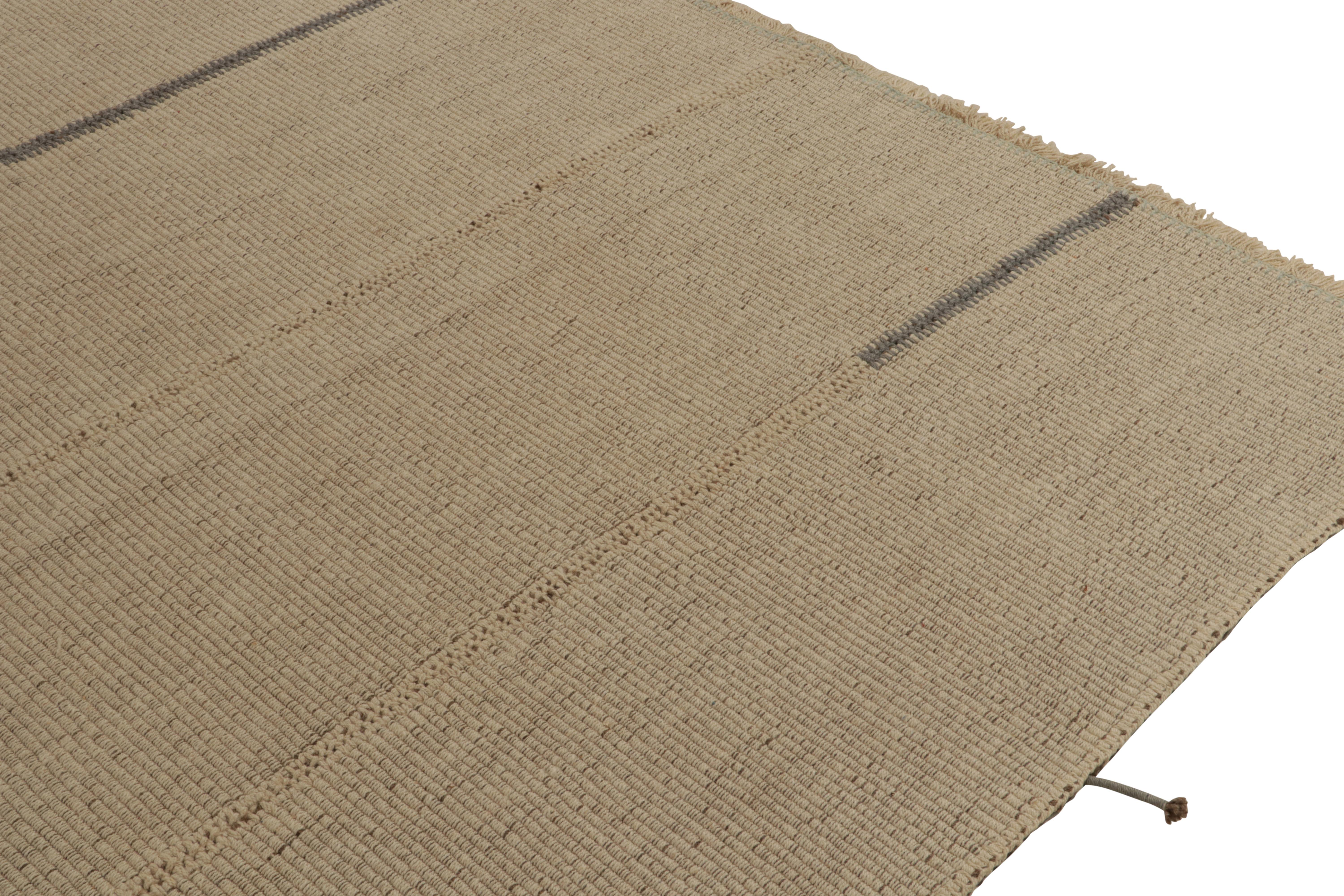 Rug & Kilim’s Contemporary Kilim in Sandy Beige-Brown, Panel Woven Style In New Condition For Sale In Long Island City, NY