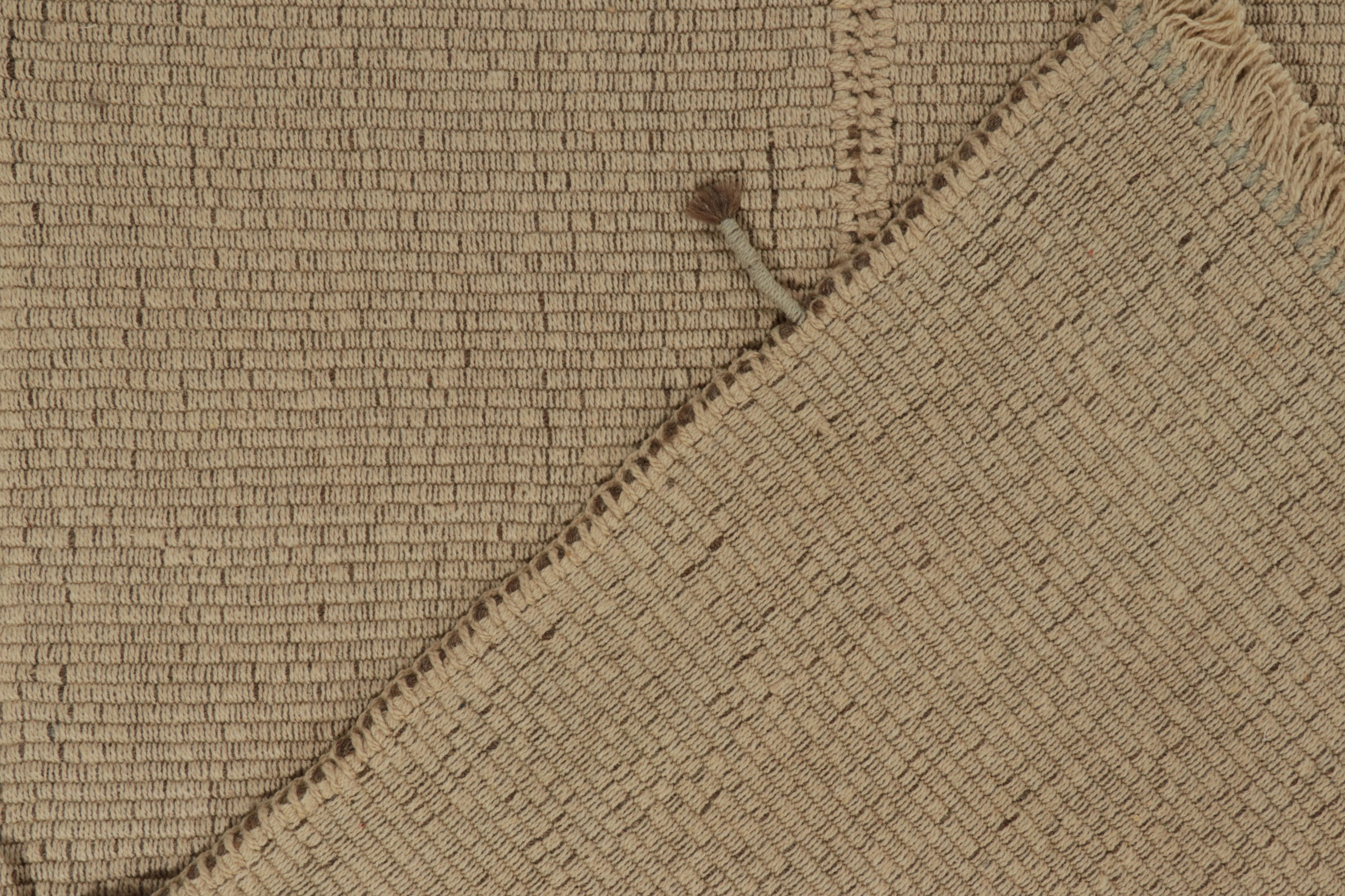 Rug & Kilim’s Contemporary Kilim in Sandy Beige-Brown, Panel Woven Style For Sale 1