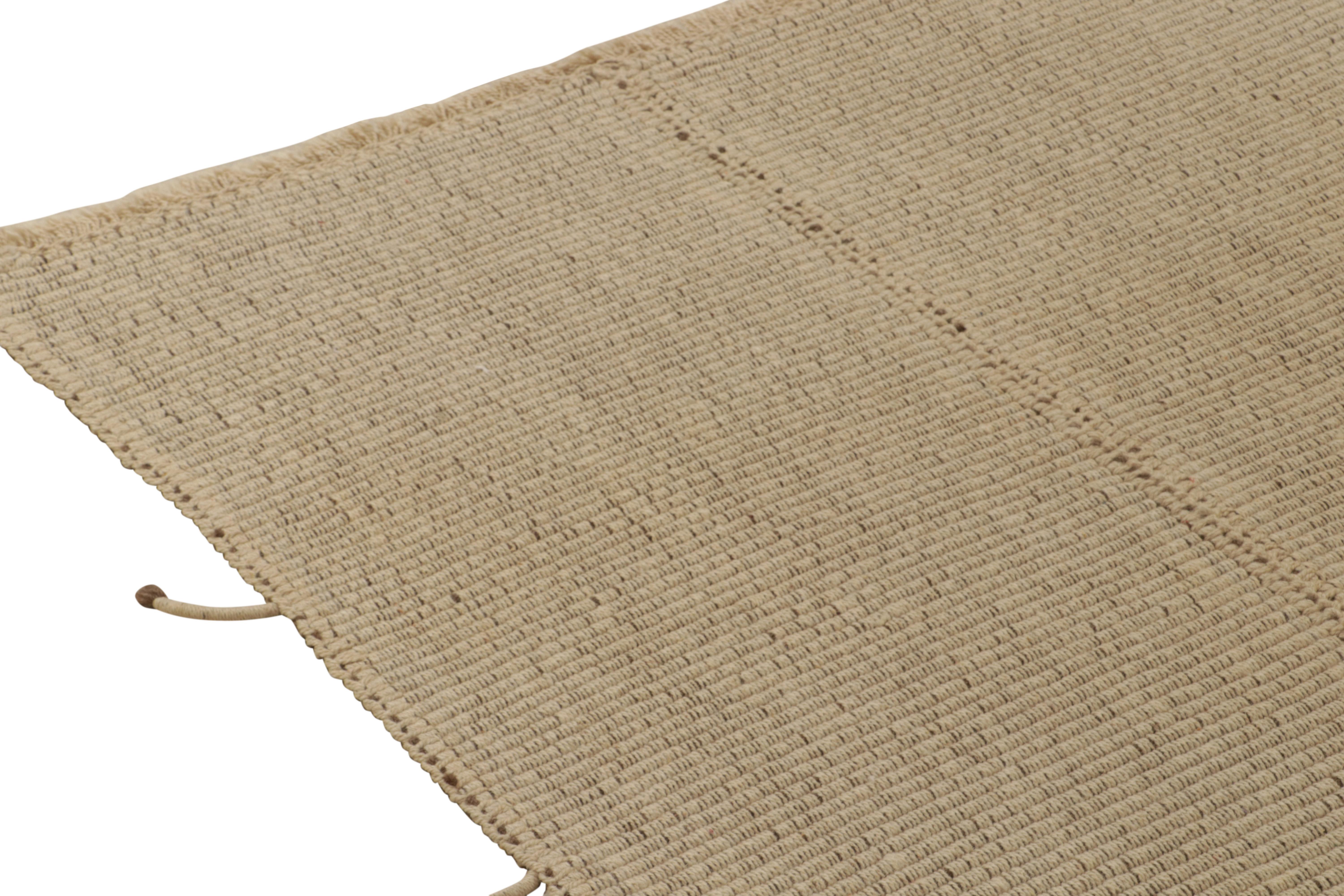Rug & Kilim’s Contemporary Kilim in Sandy, Solid Beige-Brown Panel Woven Style In New Condition For Sale In Long Island City, NY