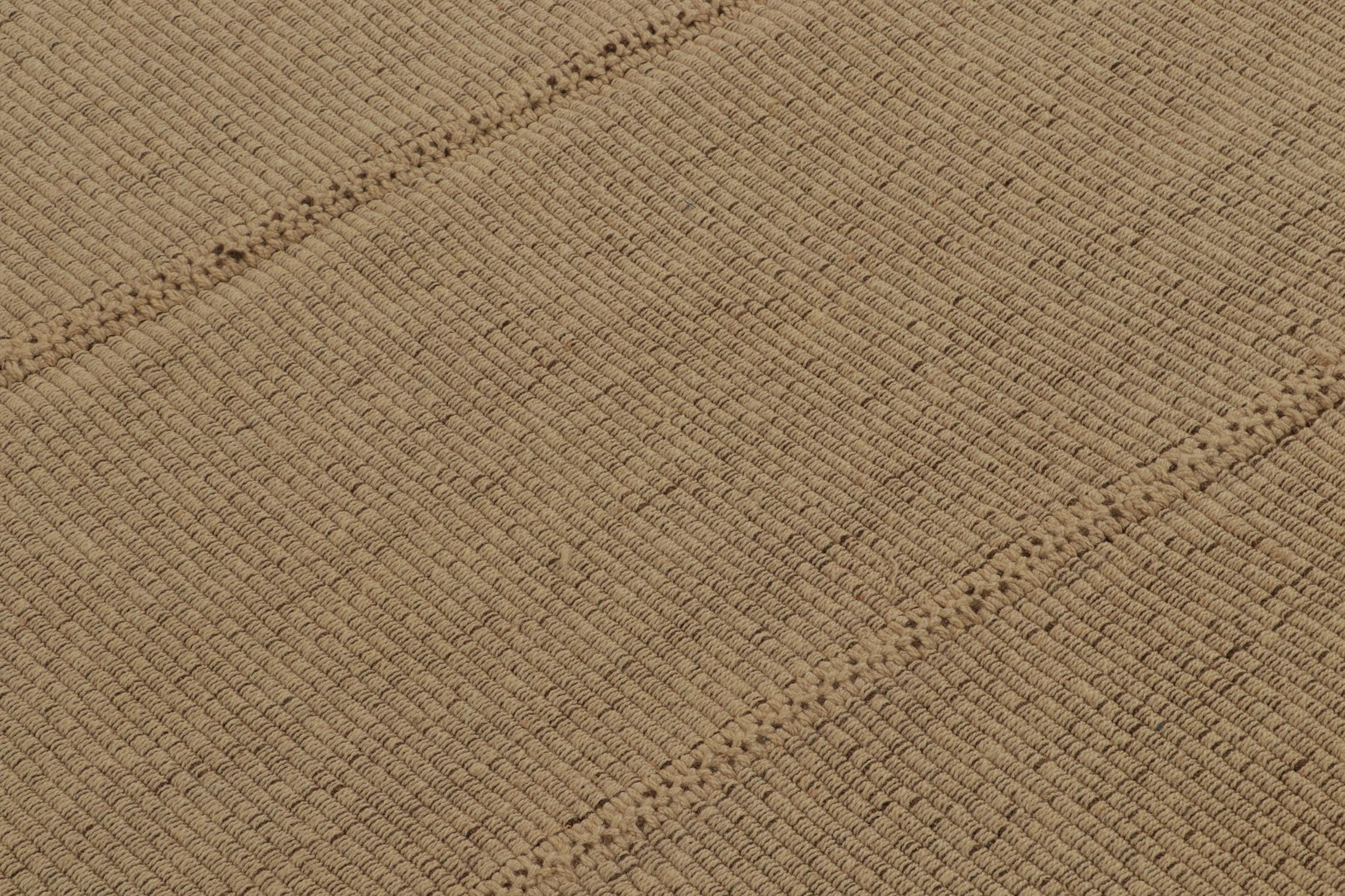 Rug & Kilim’s Contemporary Kilim in Sandy, Solid Beige-Brown Panel Woven Style In New Condition For Sale In Long Island City, NY