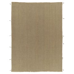 Rug & Kilim's Contemporary Kilim in Sandy, Solid Beige-Brown Panel Woven style