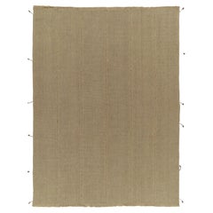 Rug & Kilim’s Contemporary Kilim in Sandy, Solid Beige-Brown Panel Woven style