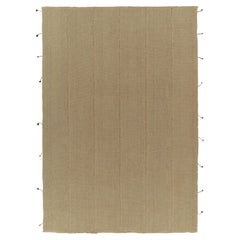 Rug & Kilim’s Contemporary Kilim in Sandy, Solid Beige-Brown Panel Woven Style
