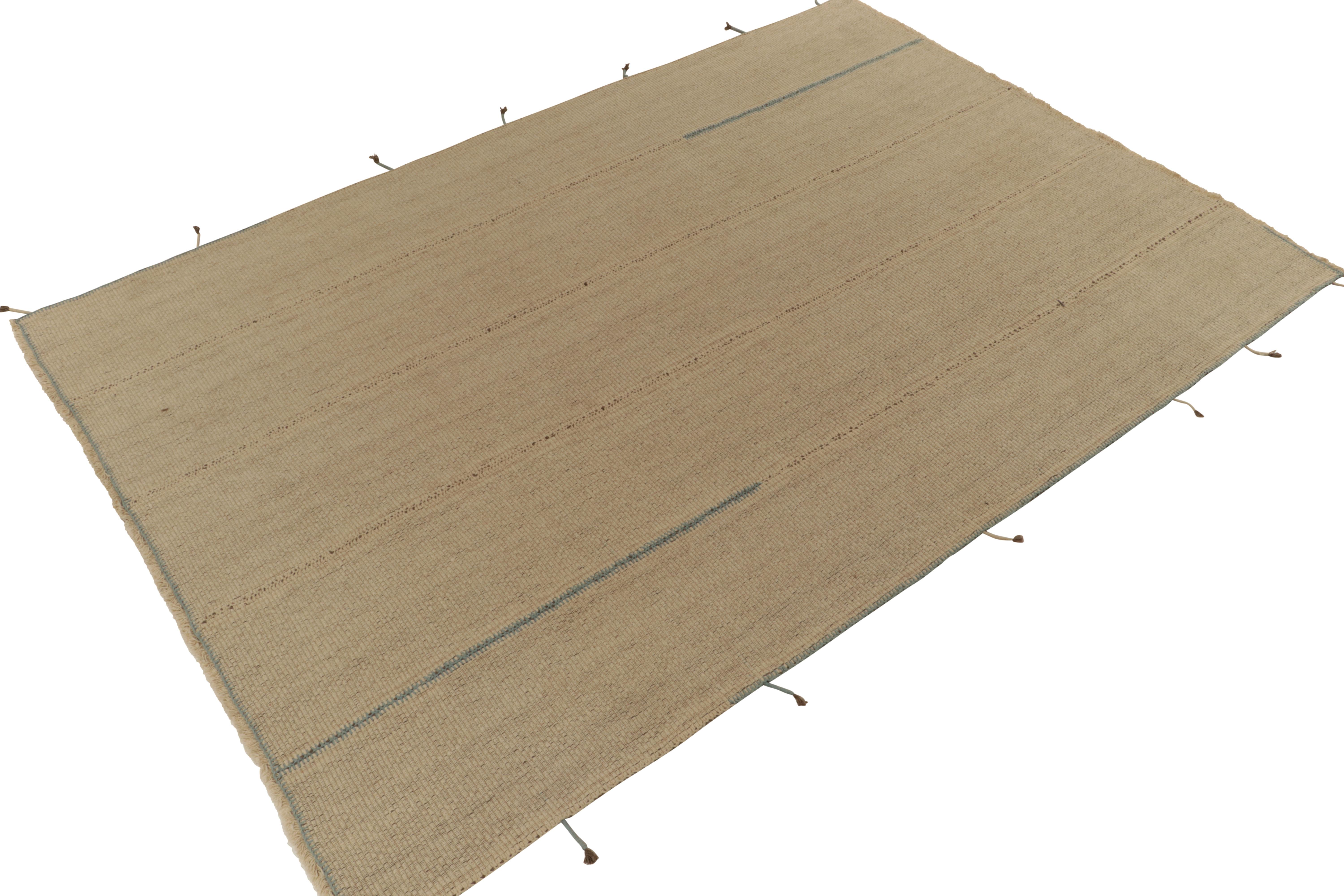 Tessuto a mano in lana, un Kilim 8x12 di una nuova linea di tessuti piatti contemporanei di Rug & Kilim.

Il design: Questo 