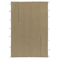 Rug & Kilim’s Contemporary Kilim in Sandy Solid Beige-Brown with Blue Accents