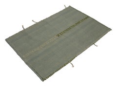 Tapis & Kilims Kilim contemporain bleu écume de mer avec accents verts et blancs