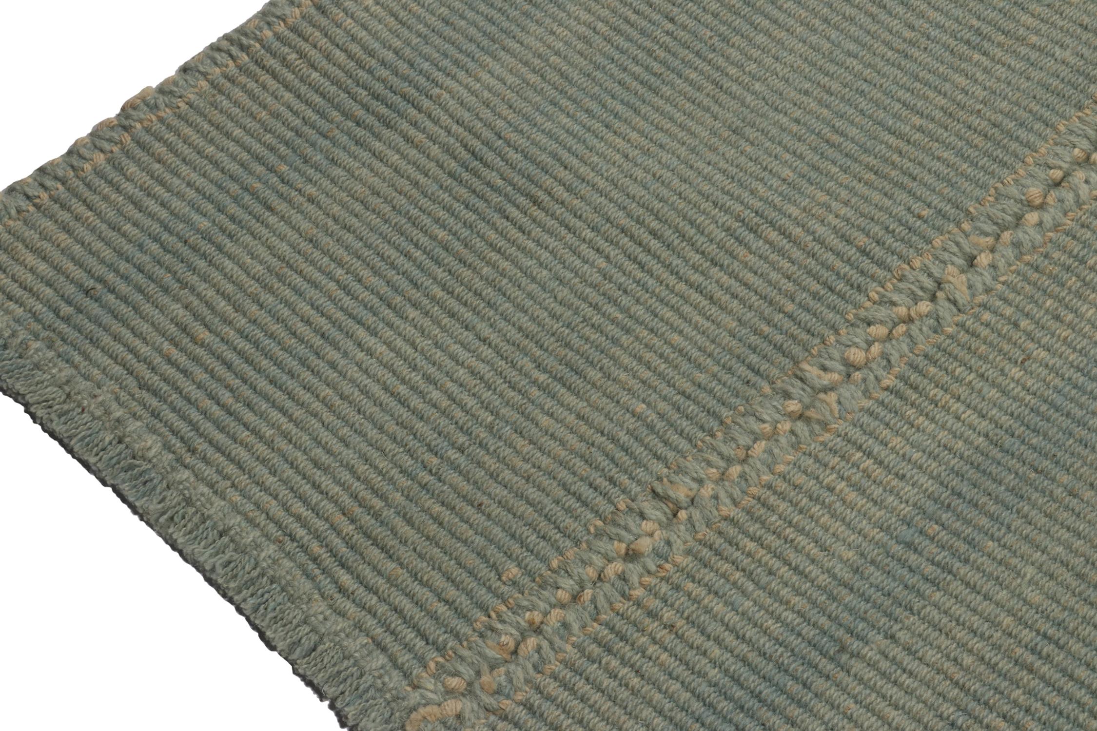 Afghan Rug & Kilim’s Contemporary Kilim in Seafoam Blue with Green and White Accents For Sale