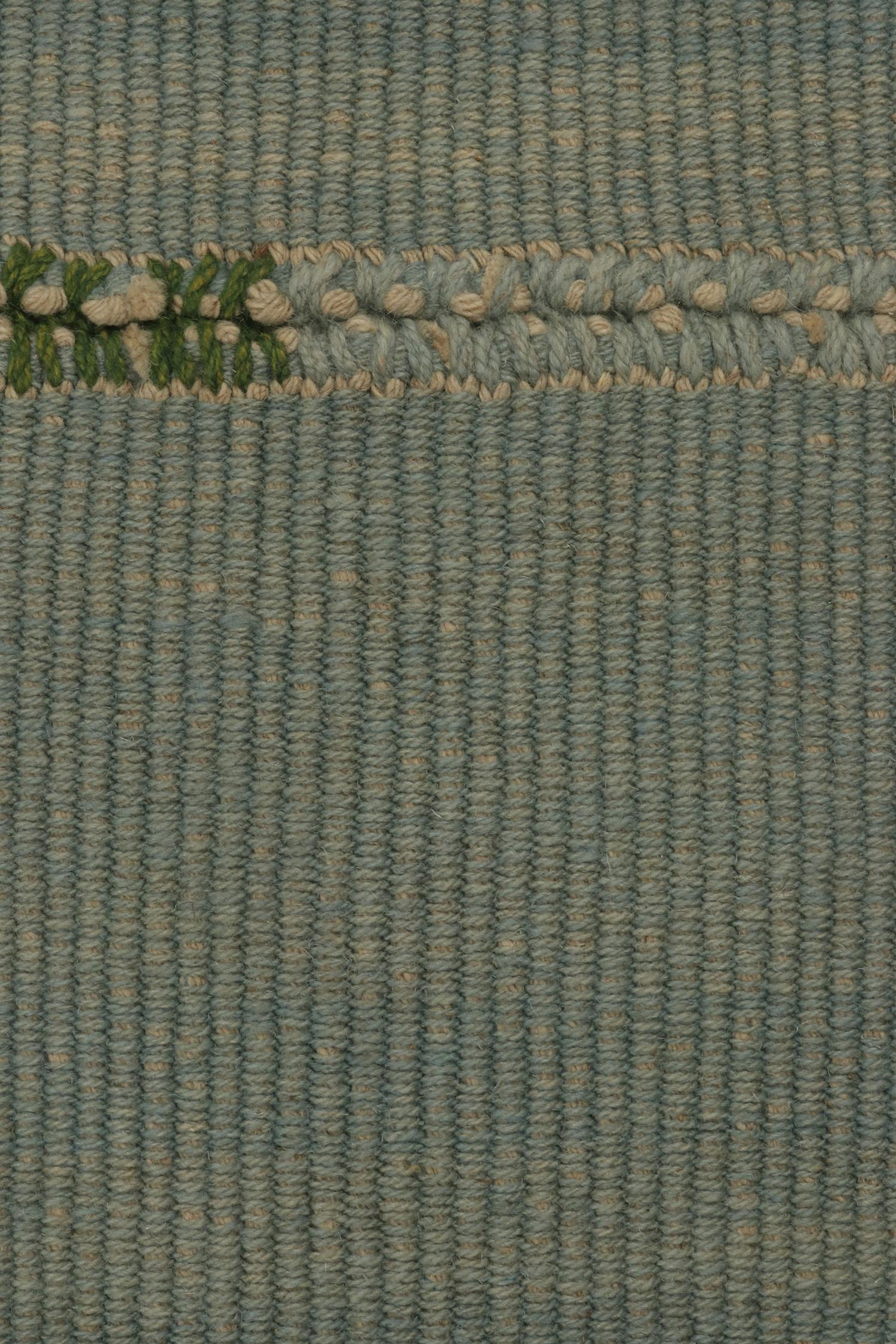 Rug & Kilim’s Contemporary Kilim in Seafoam Blue with Green and White Accents In New Condition For Sale In Long Island City, NY