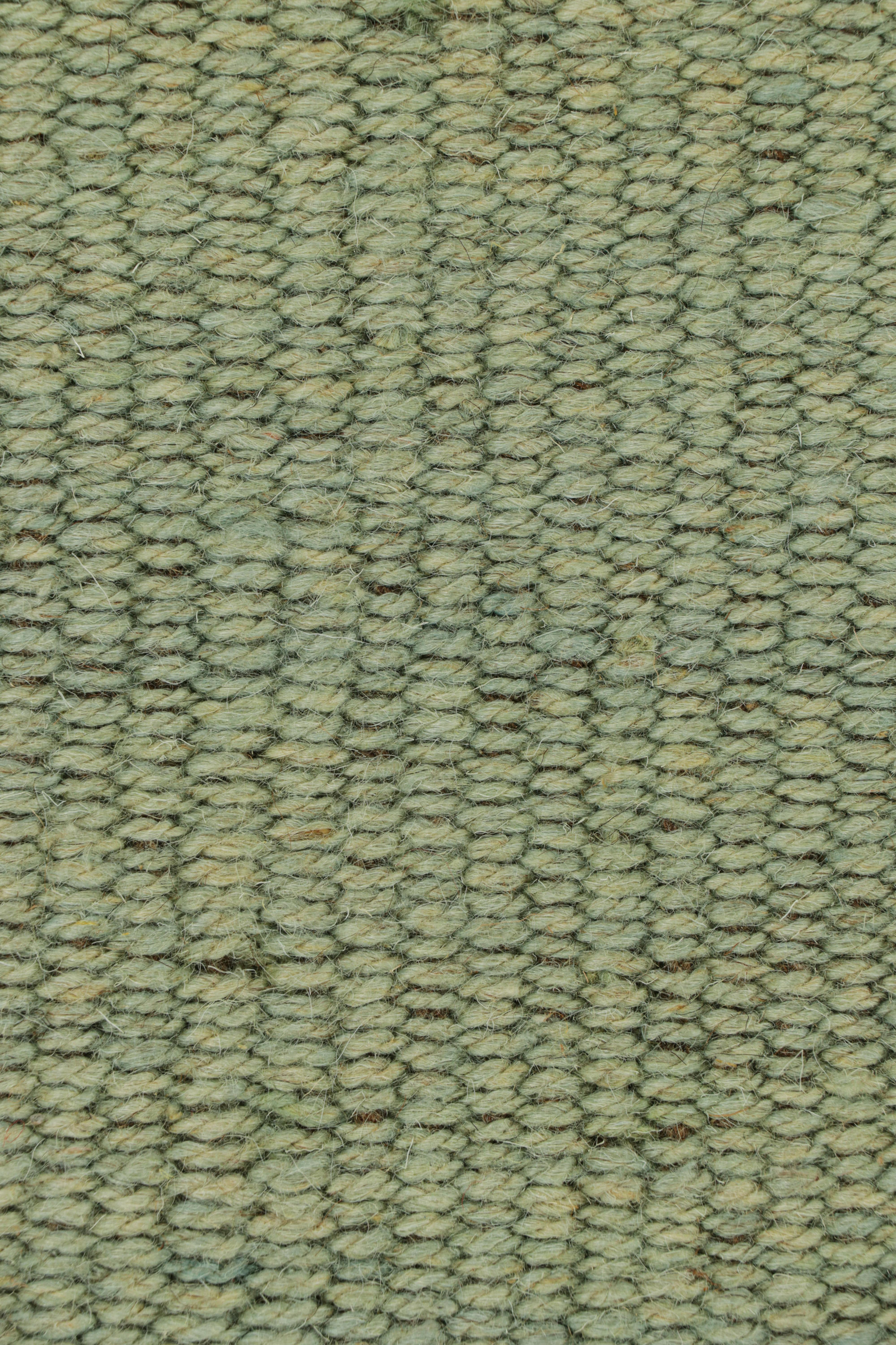 Modern Rug & Kilim’s Contemporary Kilim in Seafoam Green and Blue Textural Stripes For Sale