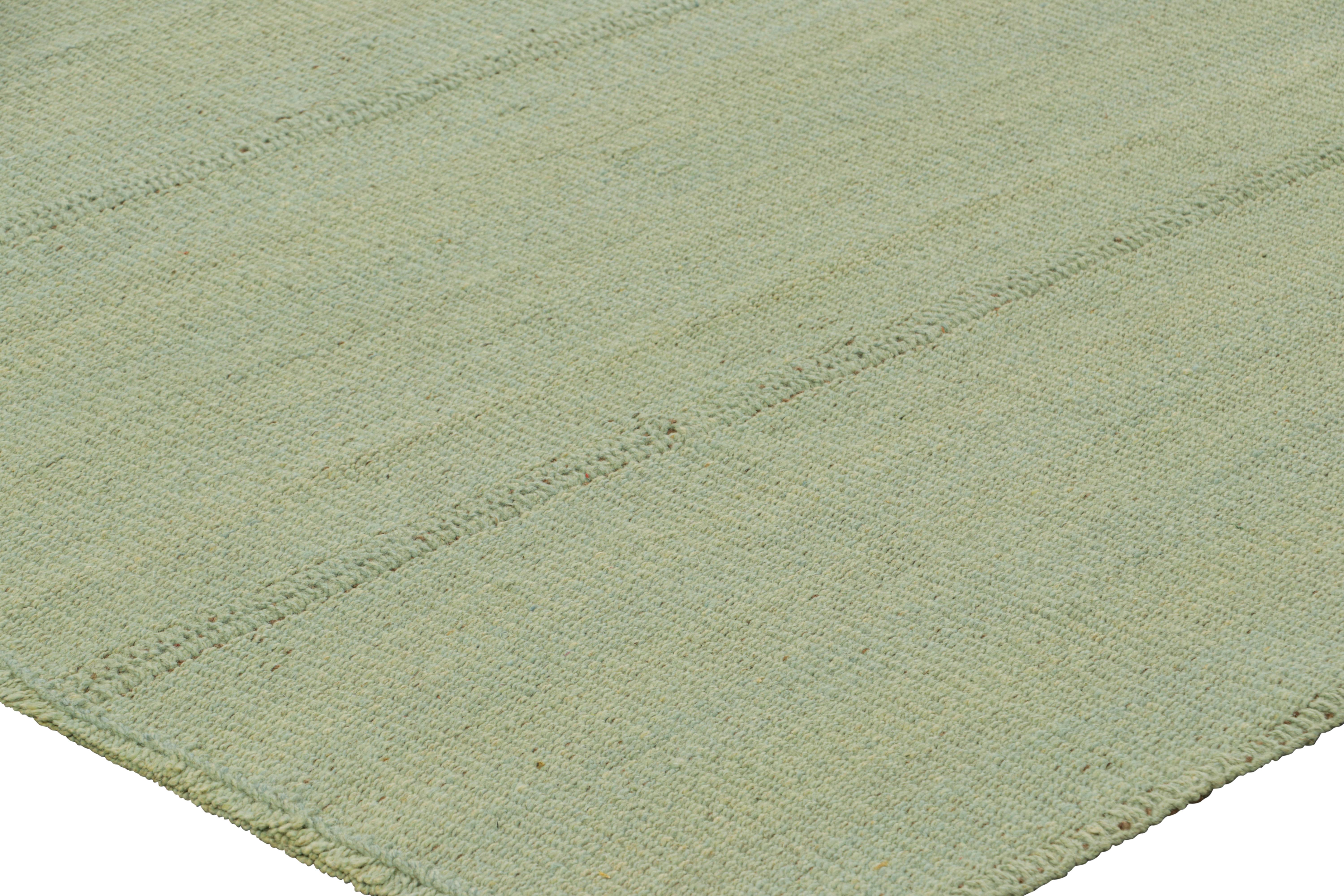 Rug & Kilim’s Contemporary Kilim in Seafoam Green and Blue Textural Stripes In New Condition For Sale In Long Island City, NY