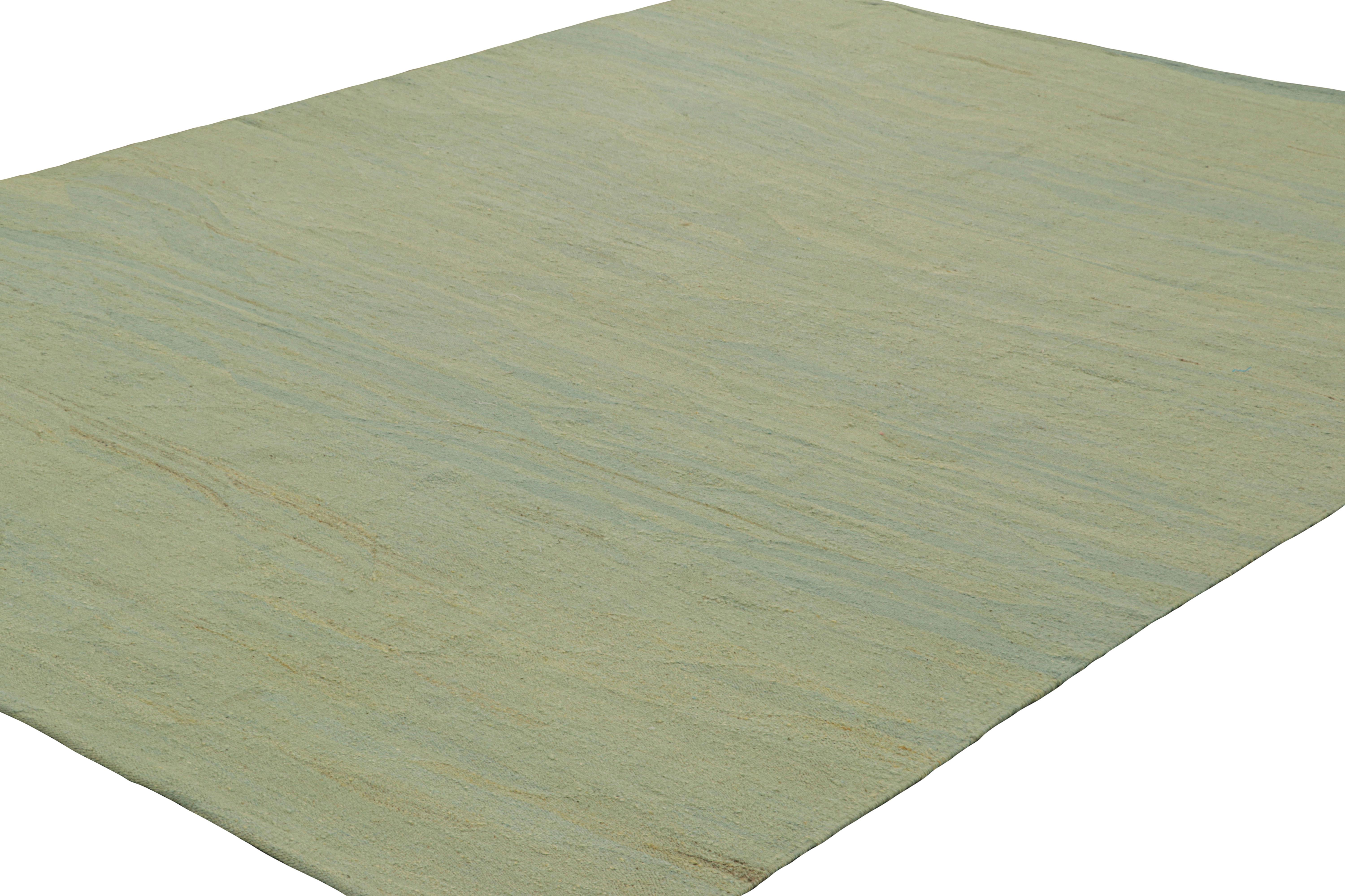 Kilim contemporáneo de Rug & Kilim en tonos verde agua y azul y estrías Afgano en venta