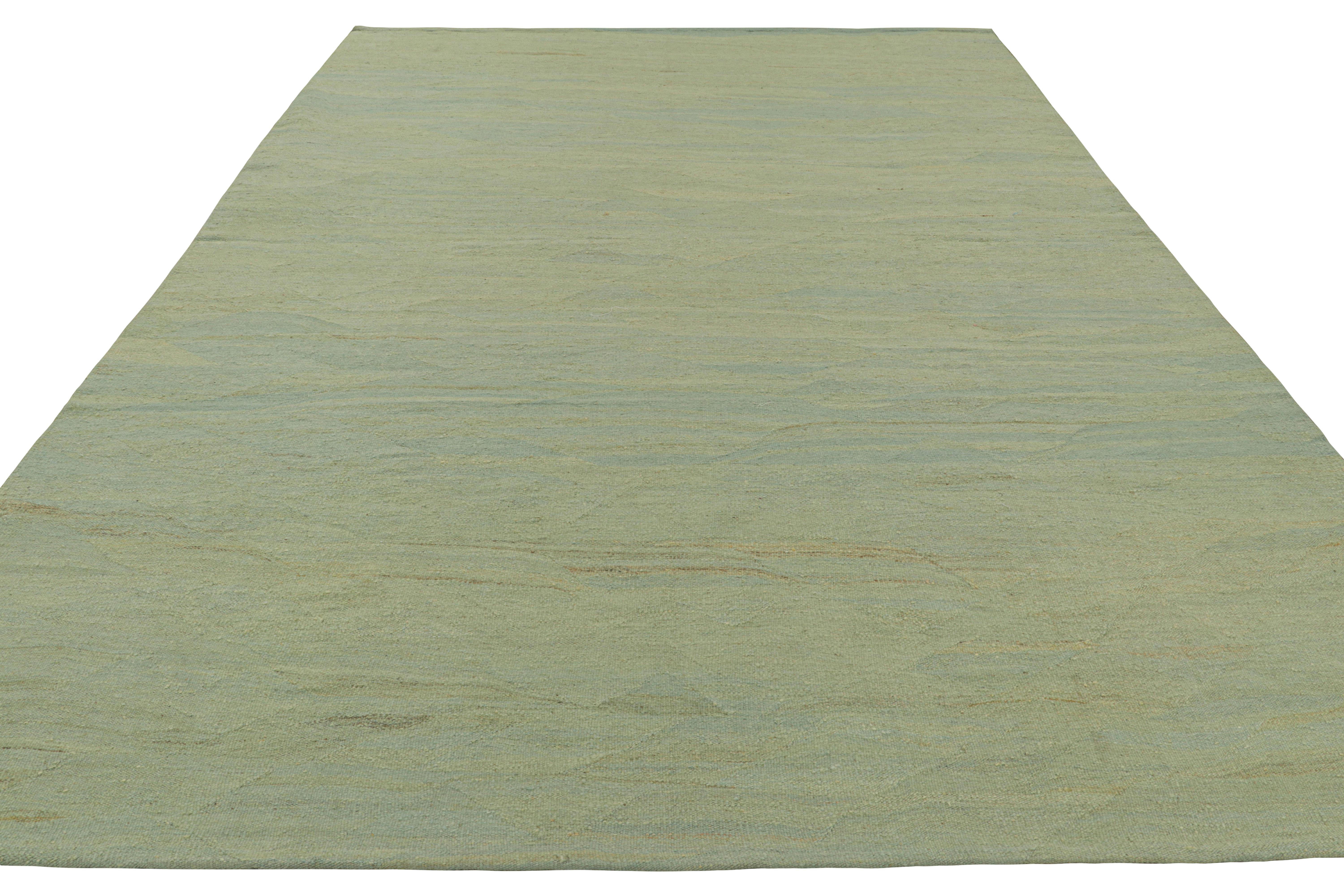 Kilim contemporáneo de Rug & Kilim en tonos verde agua y azul y estrías Tejido a mano en venta
