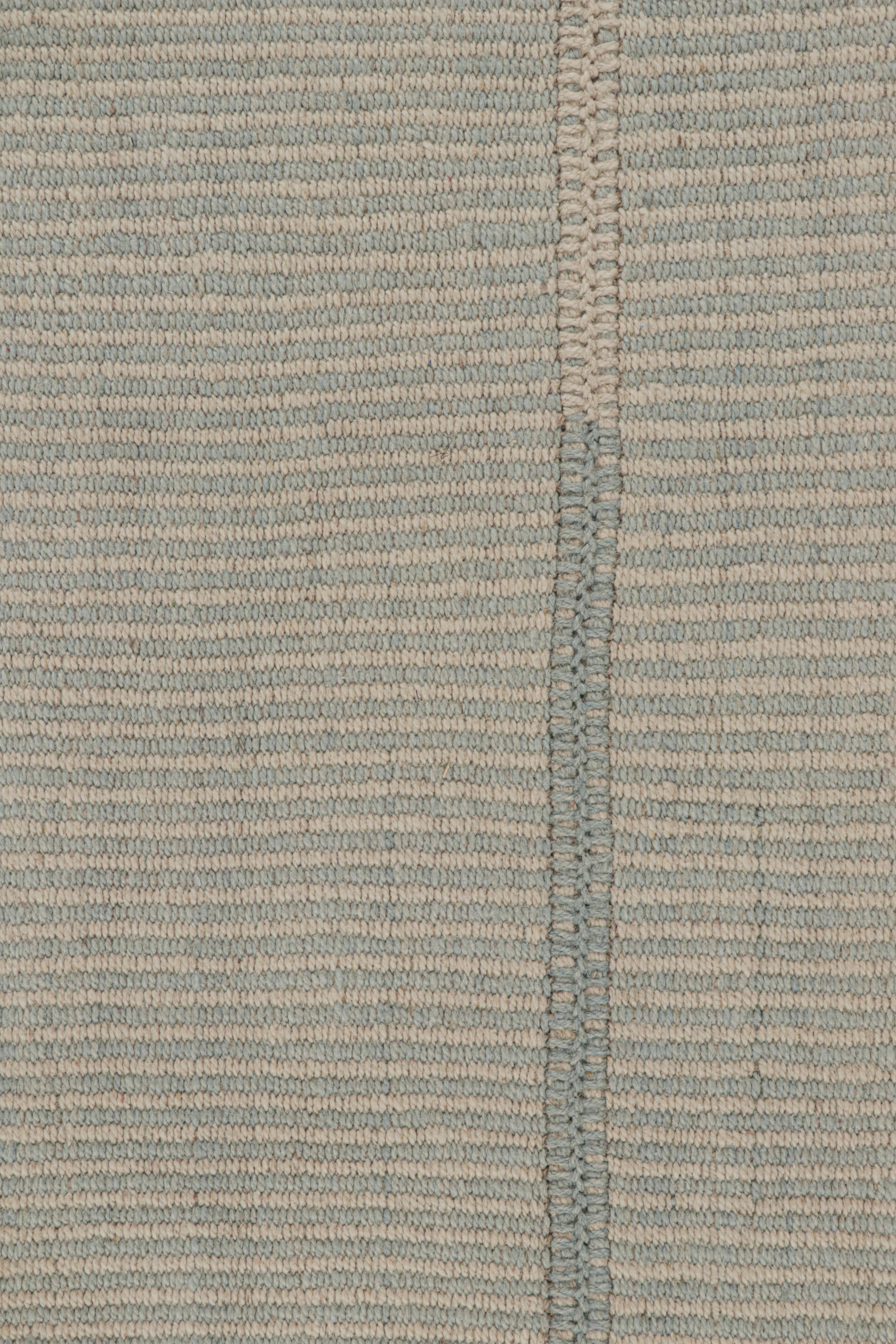 Modern Rug & Kilim’s Contemporary Kilim in Sky Blue and Off-White Stripes For Sale
