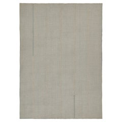 Rug & Kilim’s Contemporary Kilim in Sky Blue and Off-White Stripes