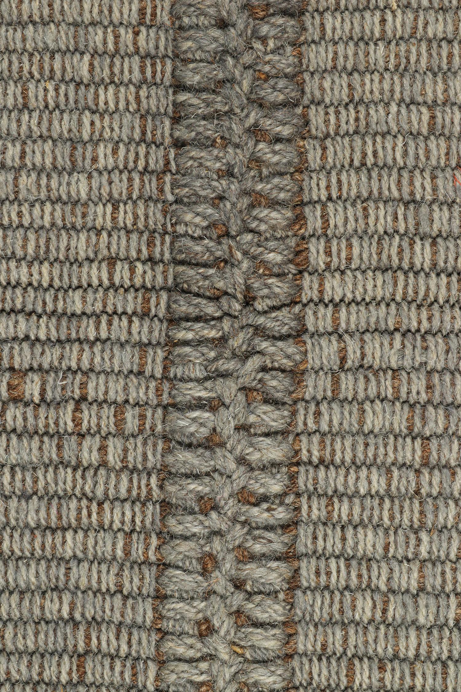 Rug & Kilim’s Contemporary Kilim in Solid Grey Panel Woven Style In New Condition For Sale In Long Island City, NY