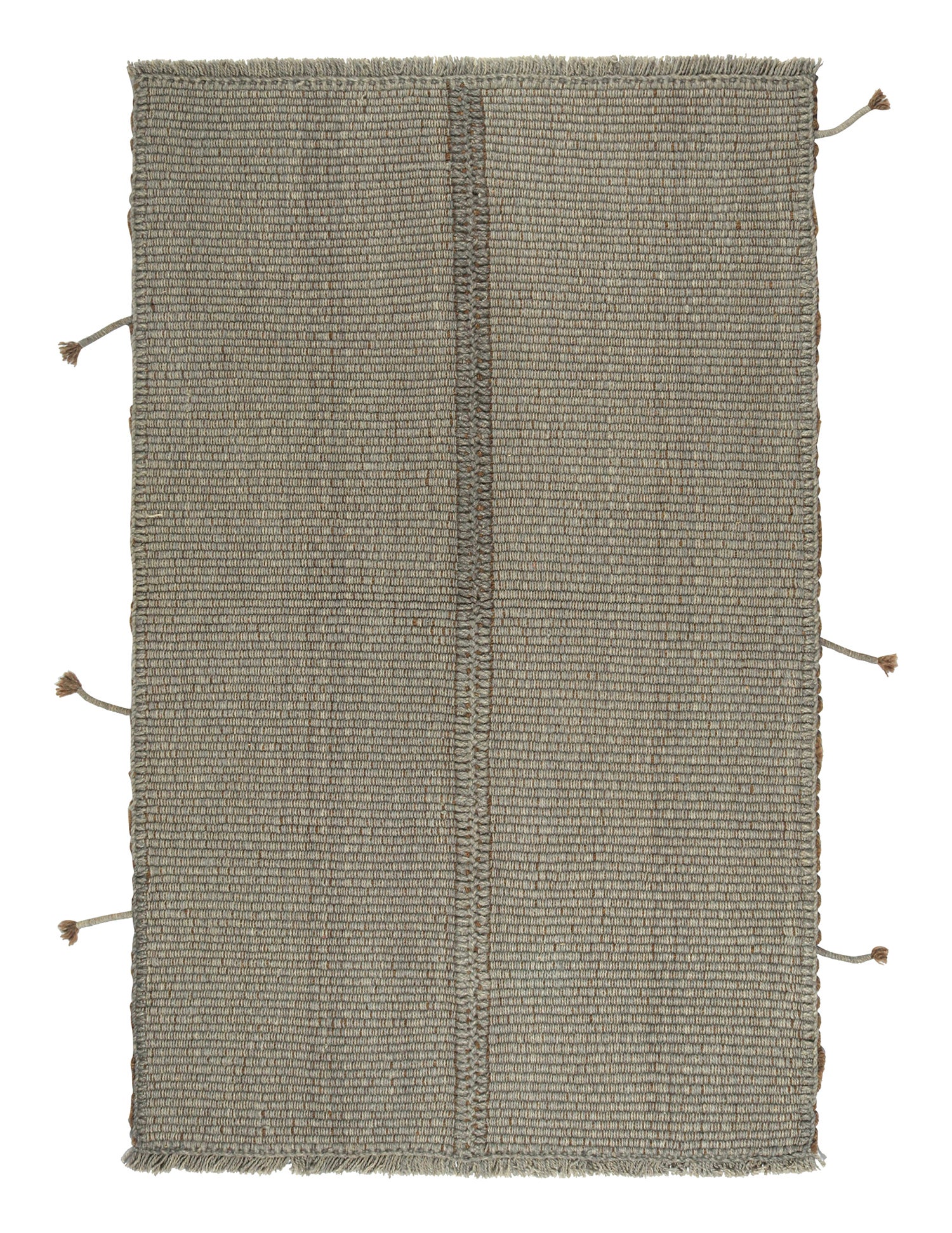 Rug & Kilim’s Contemporary Kilim in Solid Grey Panel Woven Style For Sale