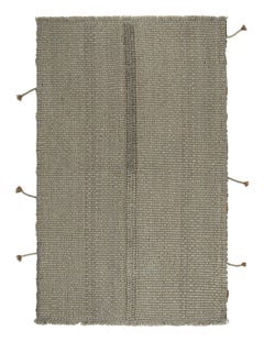 Rug & Kilim’s Contemporary Kilim in Solid Grey Panel Woven Style