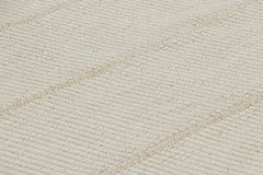 Rug & Kilim’s Contemporary Kilim in Textural Beige-Brown and Cream White Stripes