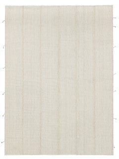 Rug & Kilim's Contemporary Kilim in Textural Beige-Brown and Cream White Stripes (Kilim contemporain en rayures texturées beige-brun et crème-blanc)