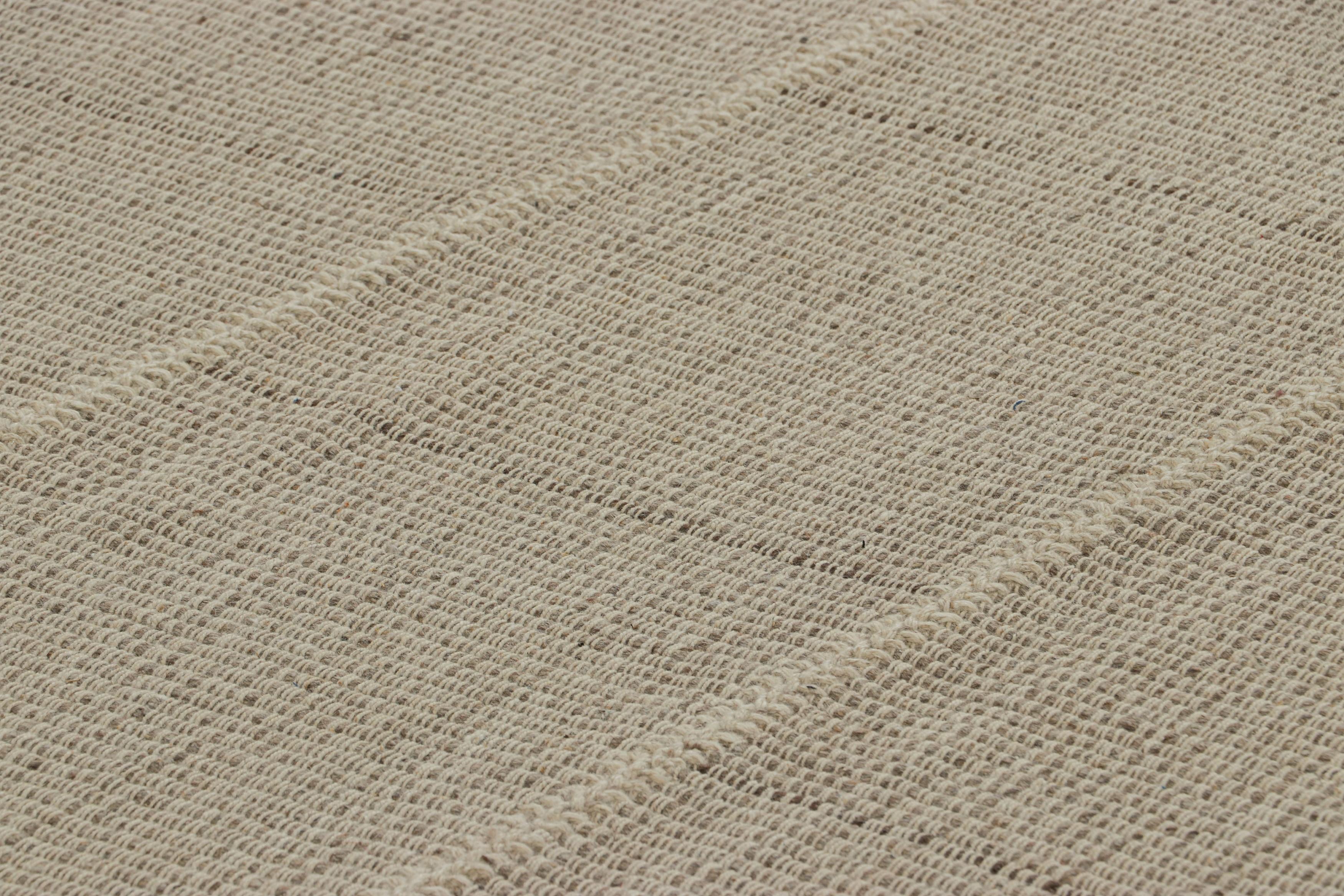 Handwoven in wool, this 8x10 contemporary Kilim is from an exciting new custom-capable flatweave collection by Rug & Kilim.

On the Design:

“Rez Kilim” represents a contemporary homage to Turkish and Persian panel-weaving styles in a textural