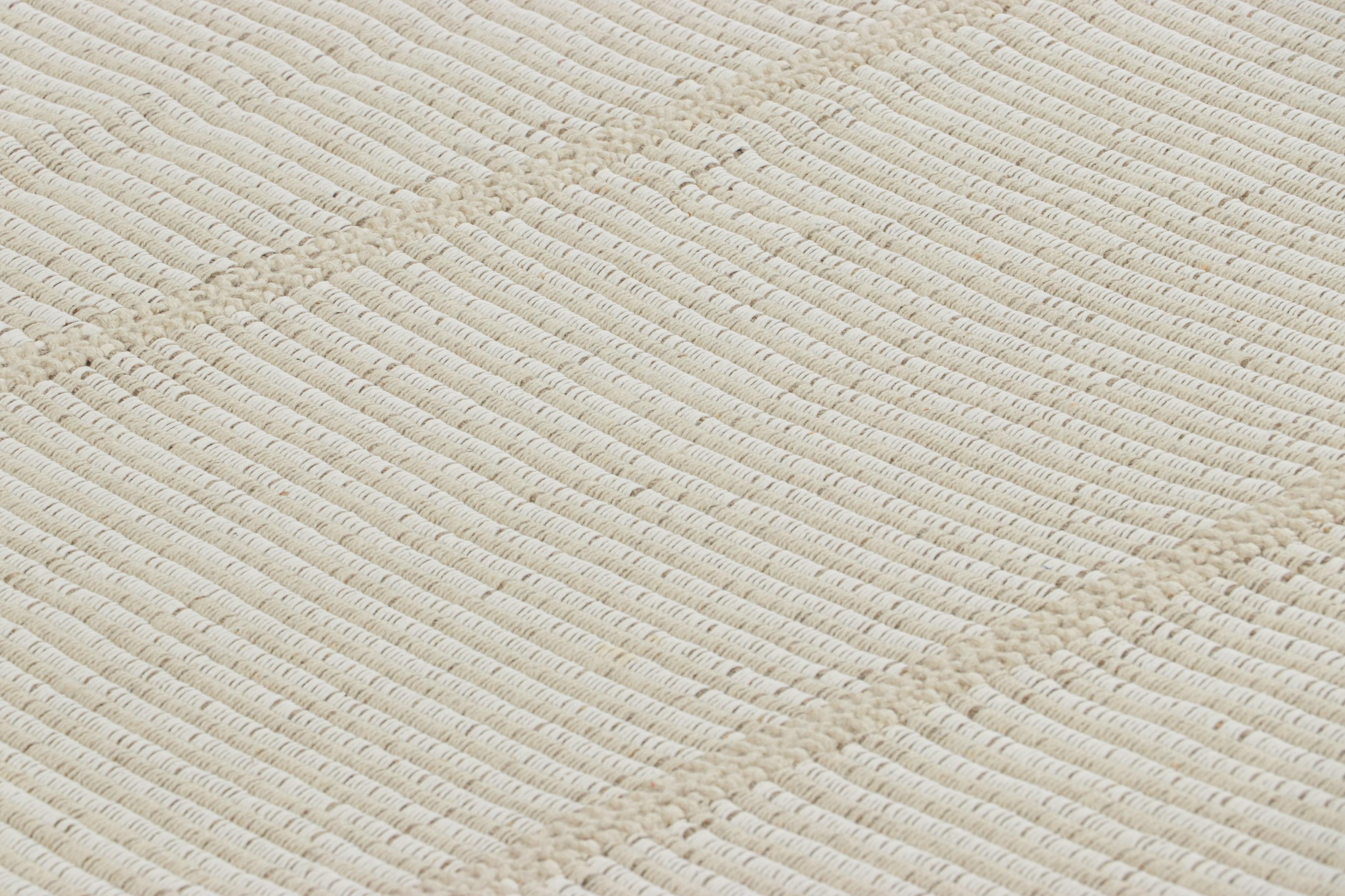 Handwoven in wool, this 9x12 contemporary Kilim is from an exciting new custom-capable flatweave collection by Rug & Kilim.

On the Design:

“Rez Kilim” represents a contemporary homage to Turkish and Persian panel-weaving styles in a textural