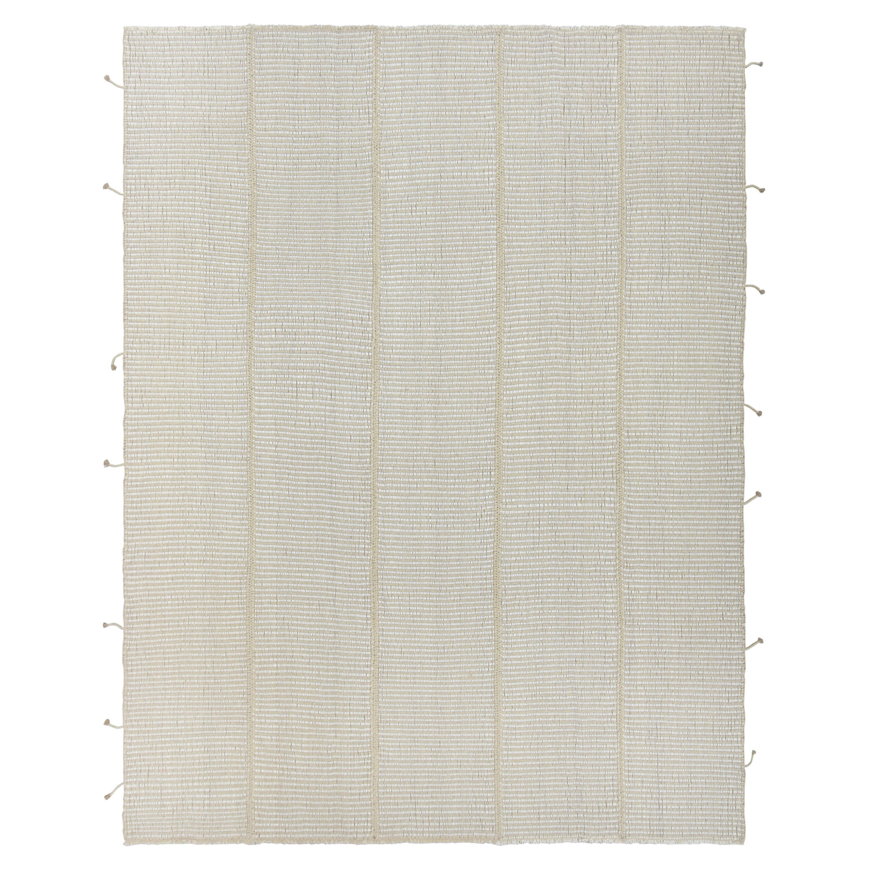 Rug 
Kilim
s Contemporary Kilim in texturierten weißen Streifen, beige-braune Akzente