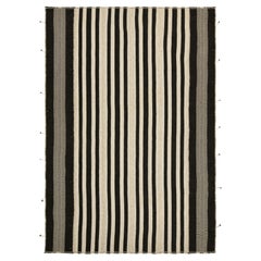Rug 
Kilim
s Contemporary Kilim in Weiß und Schwarz Textural Stripes