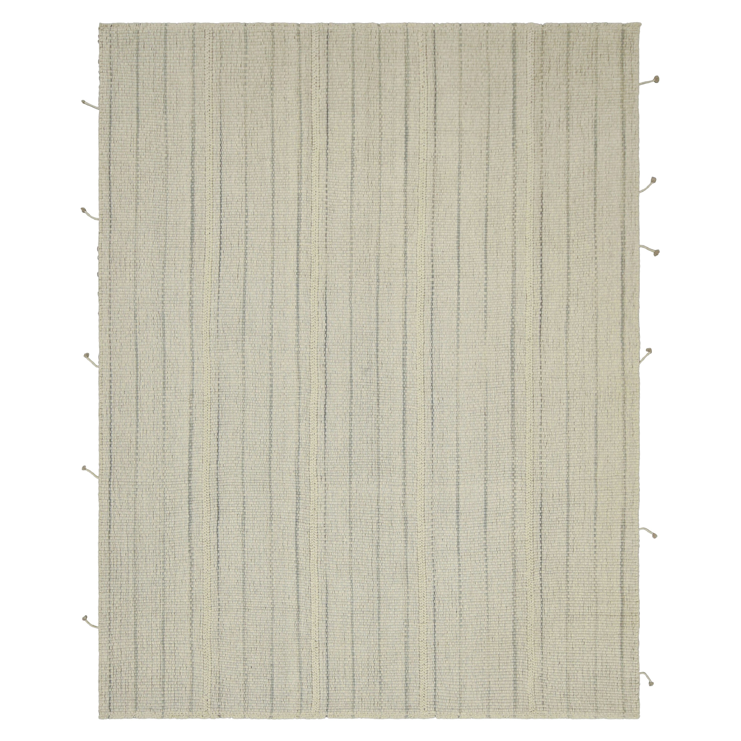 Rug 
Kilim
s Contemporary Kilim in Weiß und Grau Textural Stripes