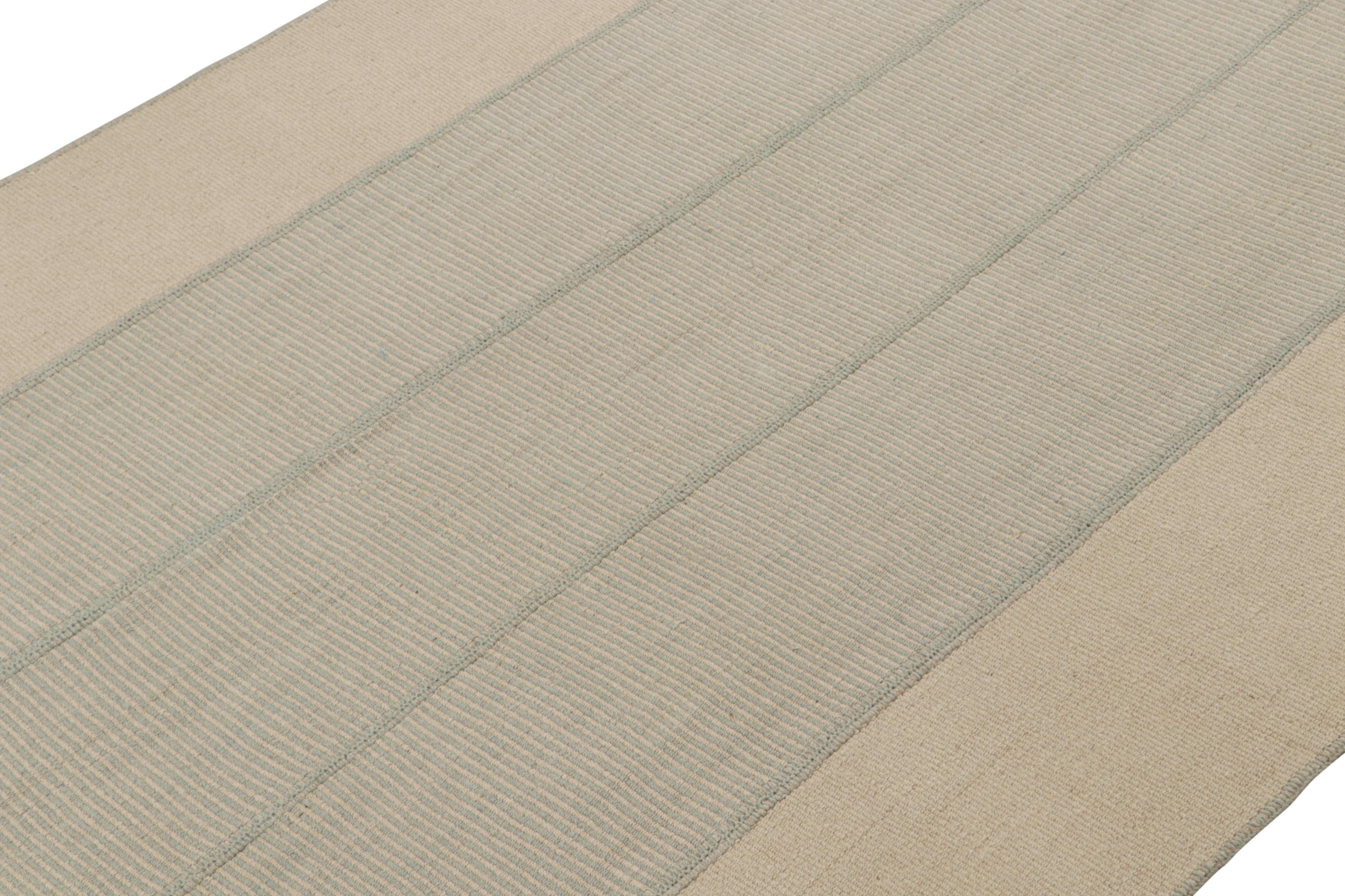Handwoven in wool, an 8x10 Kilim design from an inventive new contemporary flat weave collection by Rug & Kilim.

On the Design: 

Fondly dubbed, “Rez Kilims”, this modern take on classic panel-weaving enjoys a fabulous, unique play of white &