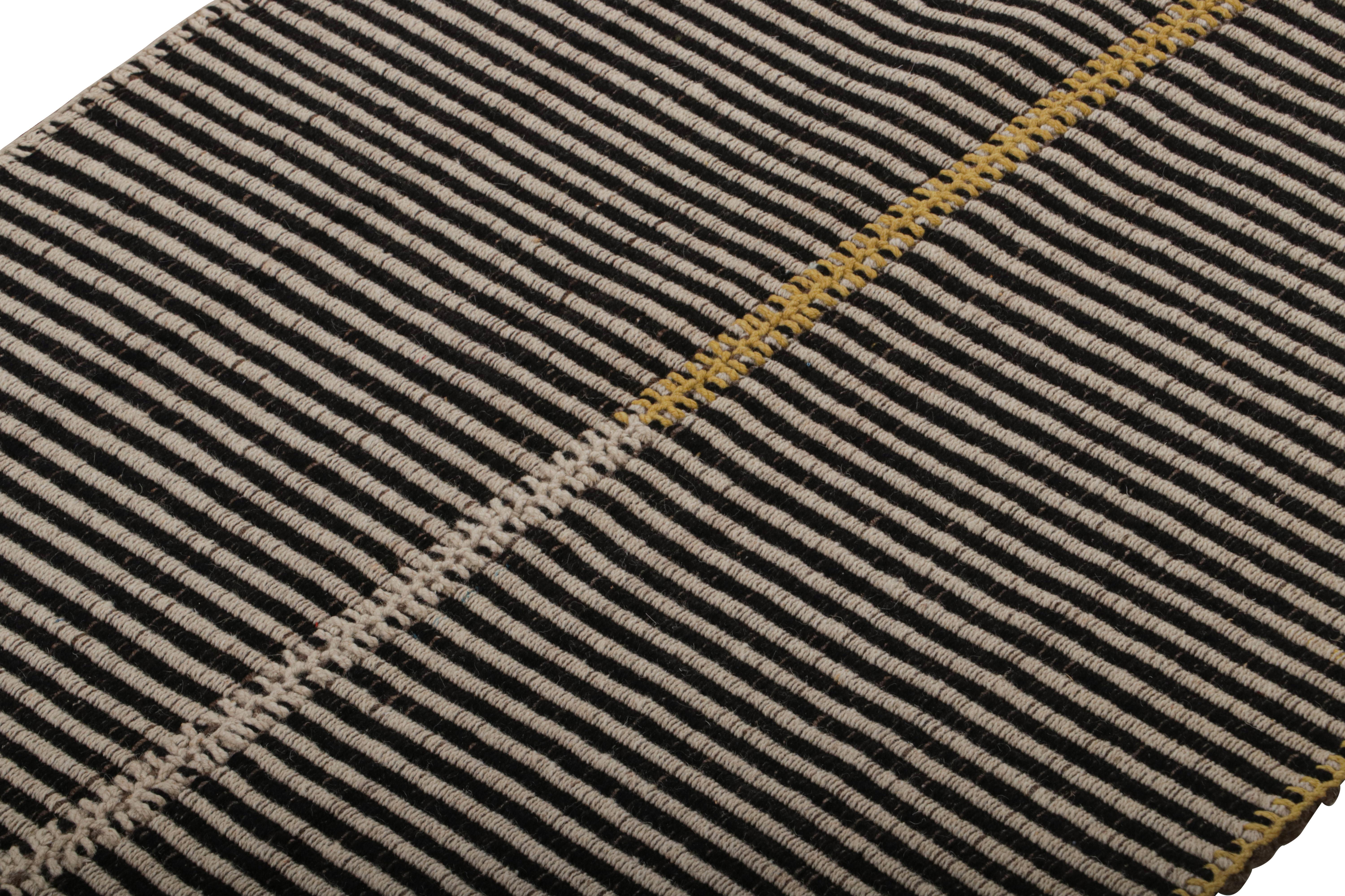 Handwoven in wool, a 3x4 Kilim design from an inventive new contemporary flat weave collection by Rug & Kilim.

On the Design: 

Fondly dubbed, “Rez Kilims”, this modern take on Classic panel-weaving enjoys a fabulous, unique play of beige-brown