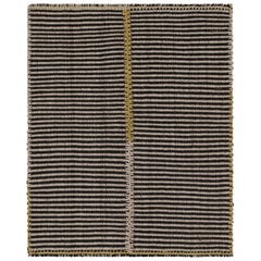 Rug & Kilim’s Contemporary Kilim in with Beige-Brown Stripes and Gold Accents
