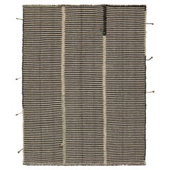Rug & Kilim’s Contemporary Kilim Rug in Beige and Black Stripes