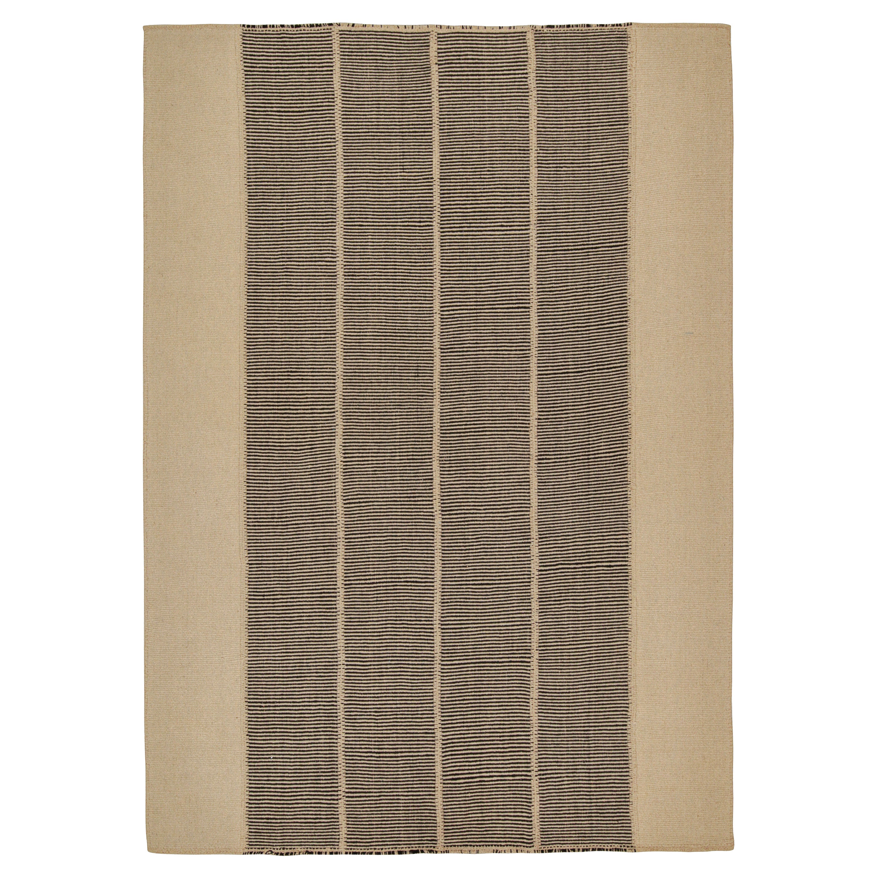 Rug & Kilim - Tappeto Kilim contemporaneo a strisce beige e nere