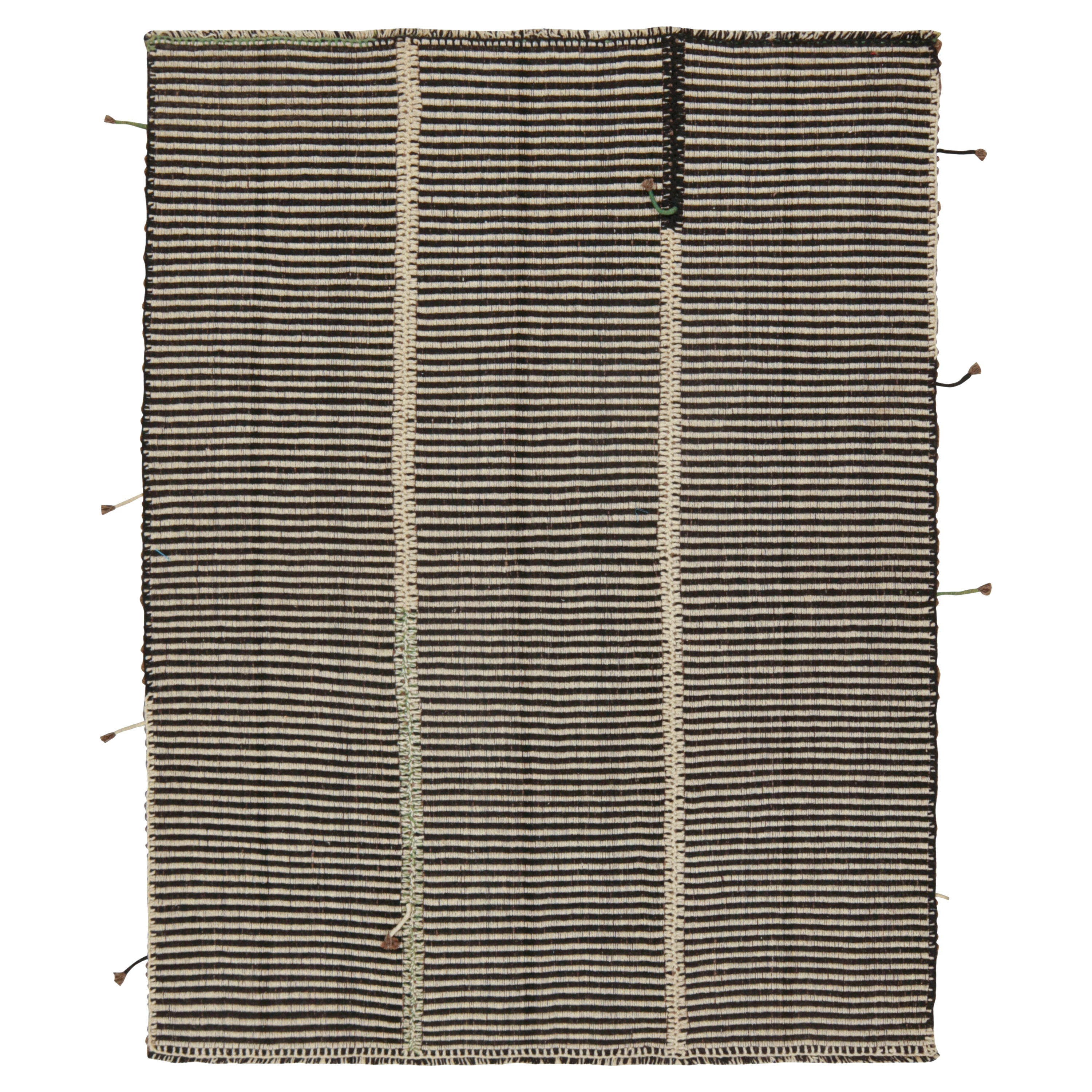 Zeitgenössischer Kilim-Teppich von Rug & Kilim in Beige und Schwarz gestreift