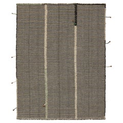 Rug & Kilim’s Contemporary Kilim Rug in Beige and Black Stripes