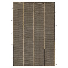 Rug & Kilim’s Contemporary Kilim Rug in Beige and Black Stripes