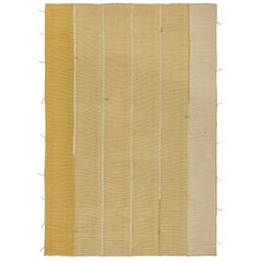 Rug & Kilim’s Contemporary Kilim Rug in Beige and Mustard Stripes