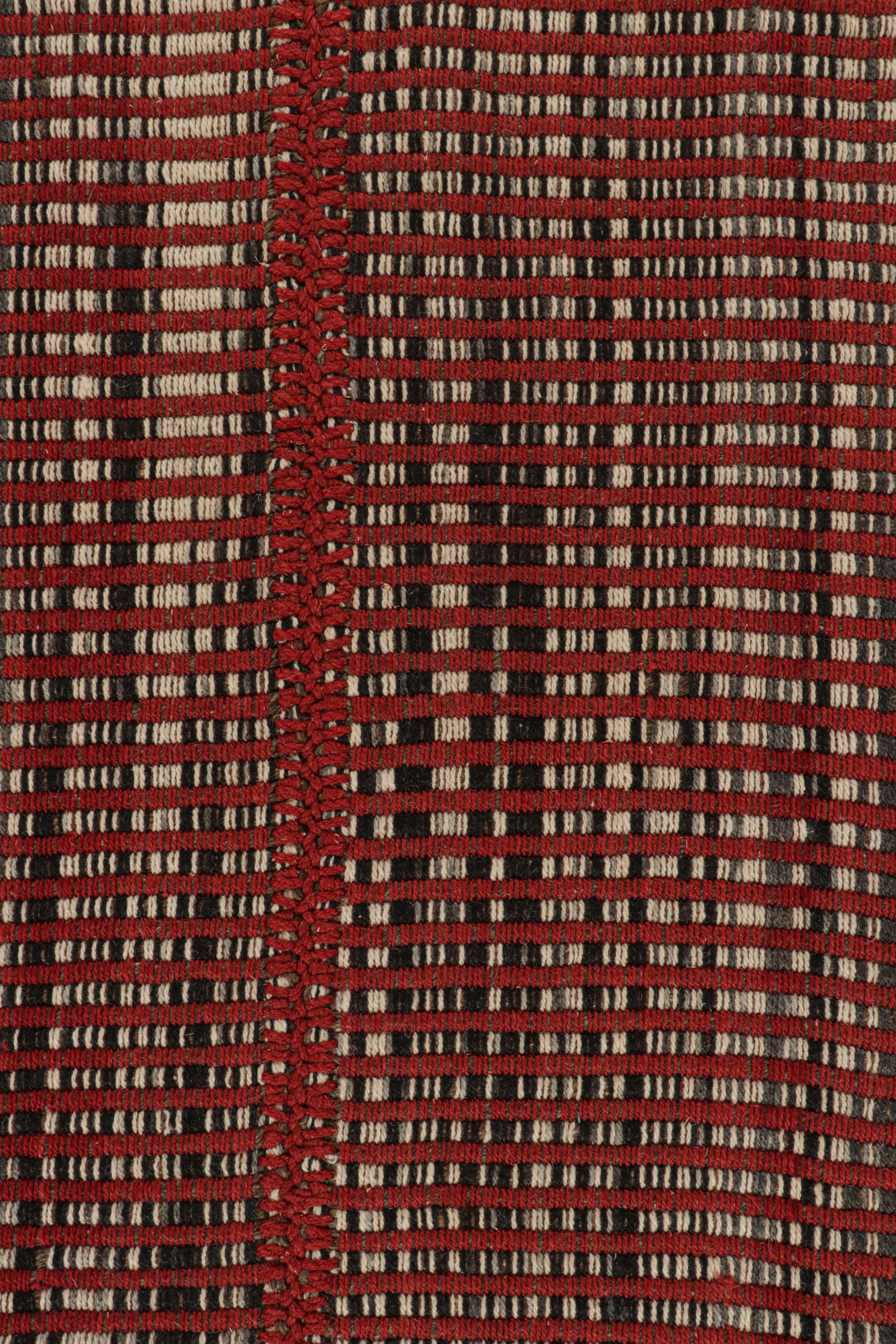 Rug & Kilim’s Contemporary Kilim Rug in Beige and Red Stripes In New Condition For Sale In Long Island City, NY