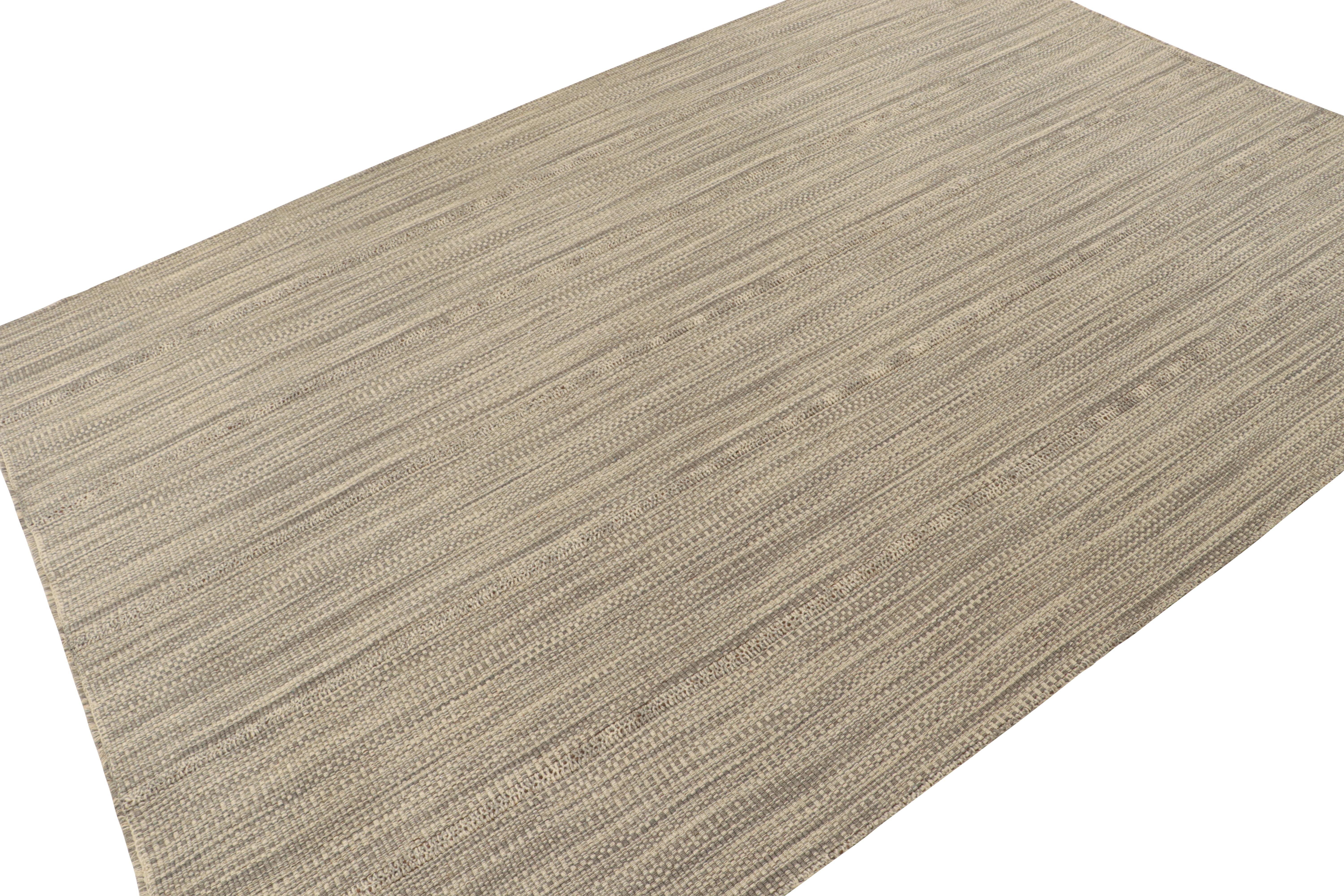Zeitgenössischer Kilim-Teppich von Rug & Kilim in Beige-Braun mit grauen Akzenten (Moderne) im Angebot