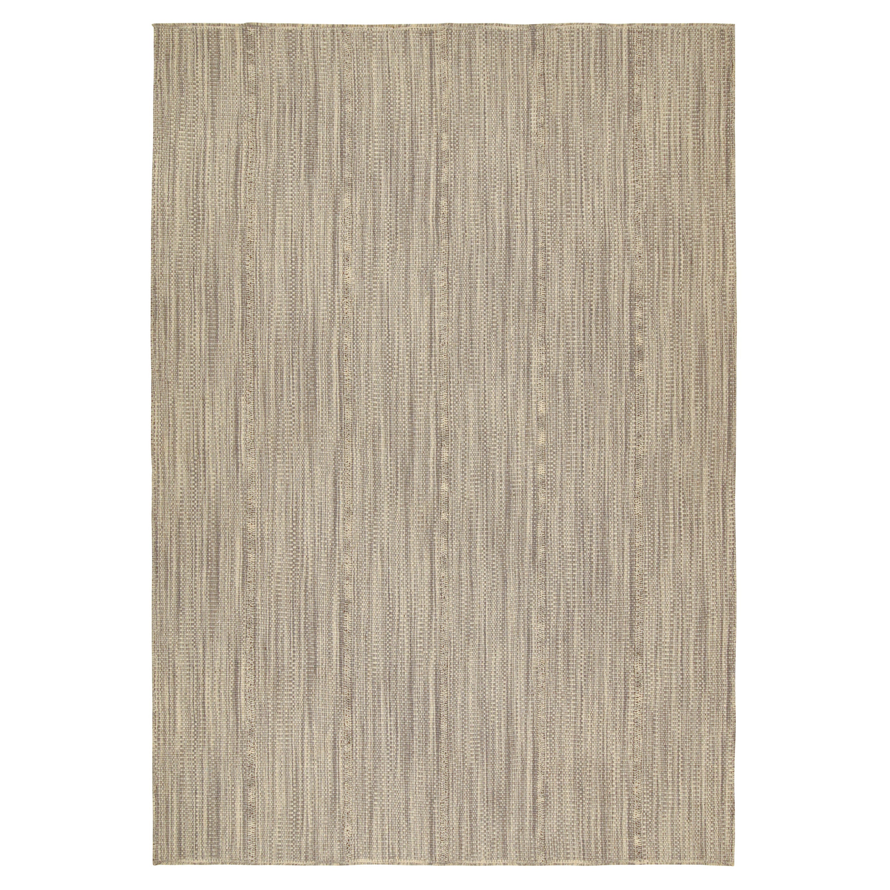 Rug & Kilim’s Contemporary Kilim Rug in Beige-Brown with Gray Accents