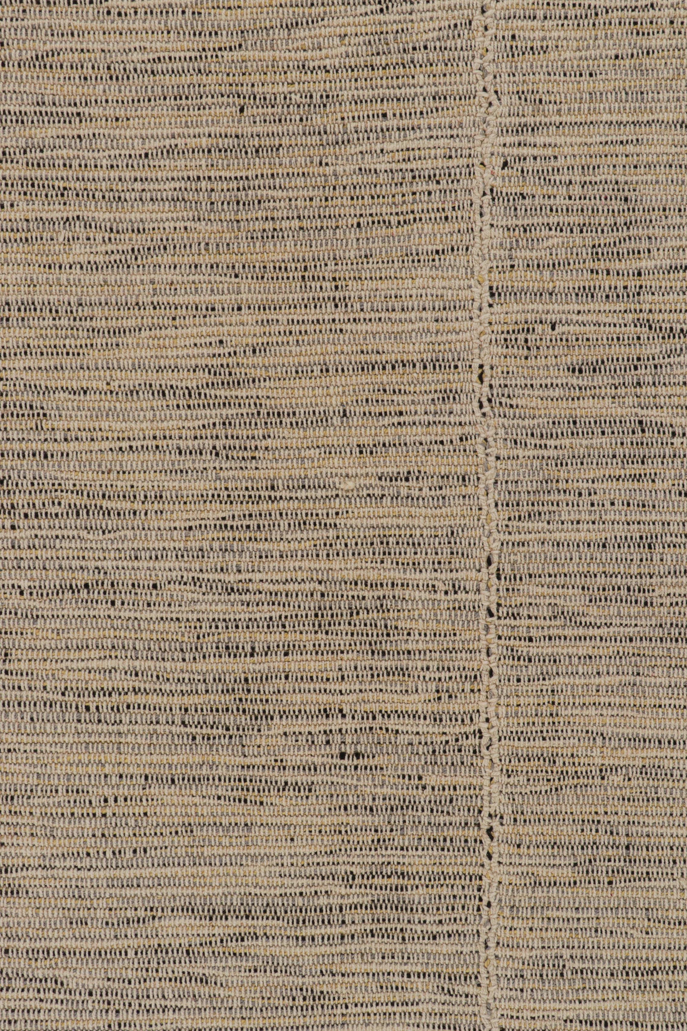 Rug & Kilim’s Contemporary Kilim Rug in Beige with Black and Yellow Accents In New Condition For Sale In Long Island City, NY