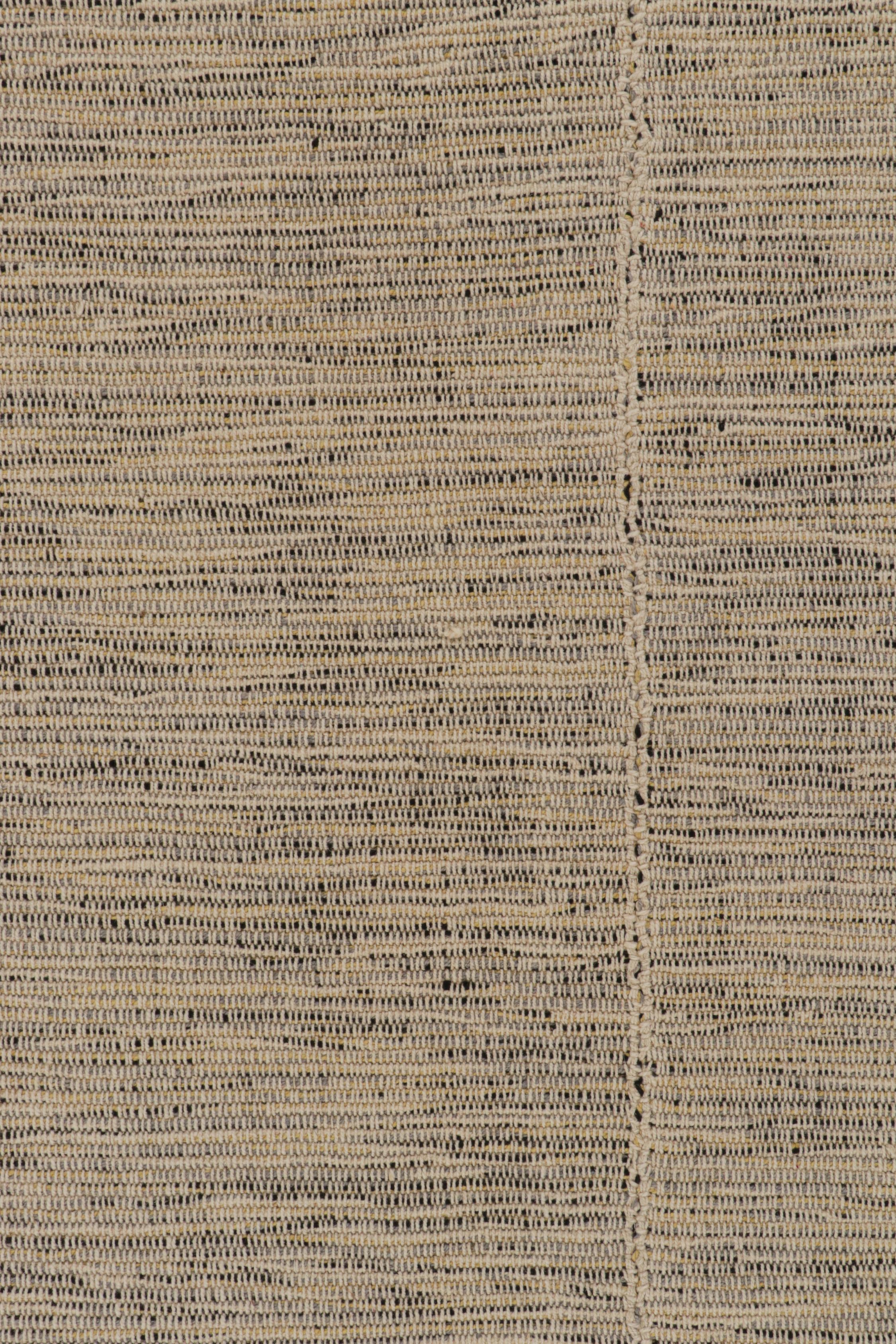 Rug & Kilim’s Contemporary Kilim Rug in Beige with Black and Yellow Accents In New Condition For Sale In Long Island City, NY