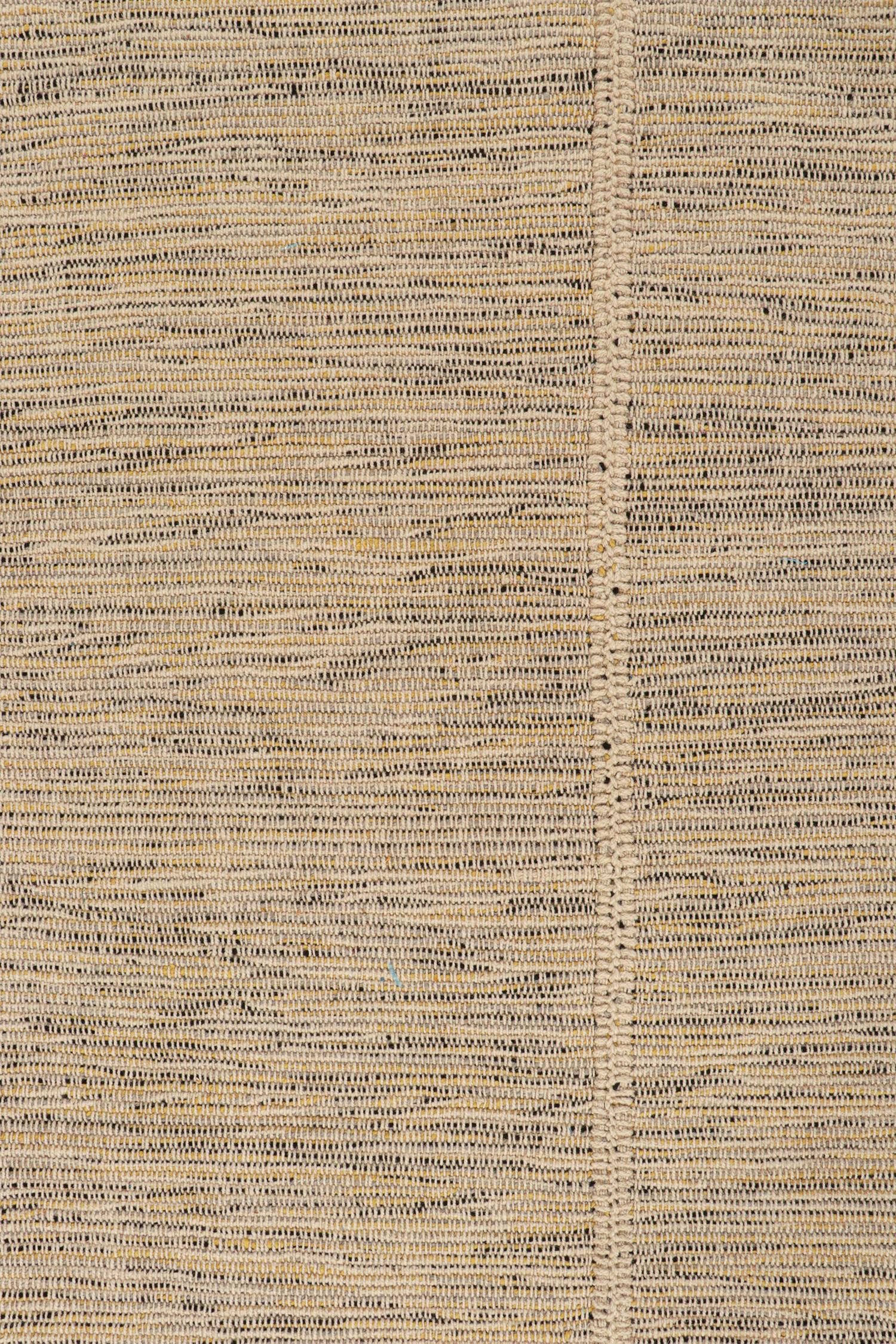 Rug & Kilim’s Contemporary Kilim Rug in Beige with Black and Yellow Accents In New Condition For Sale In Long Island City, NY