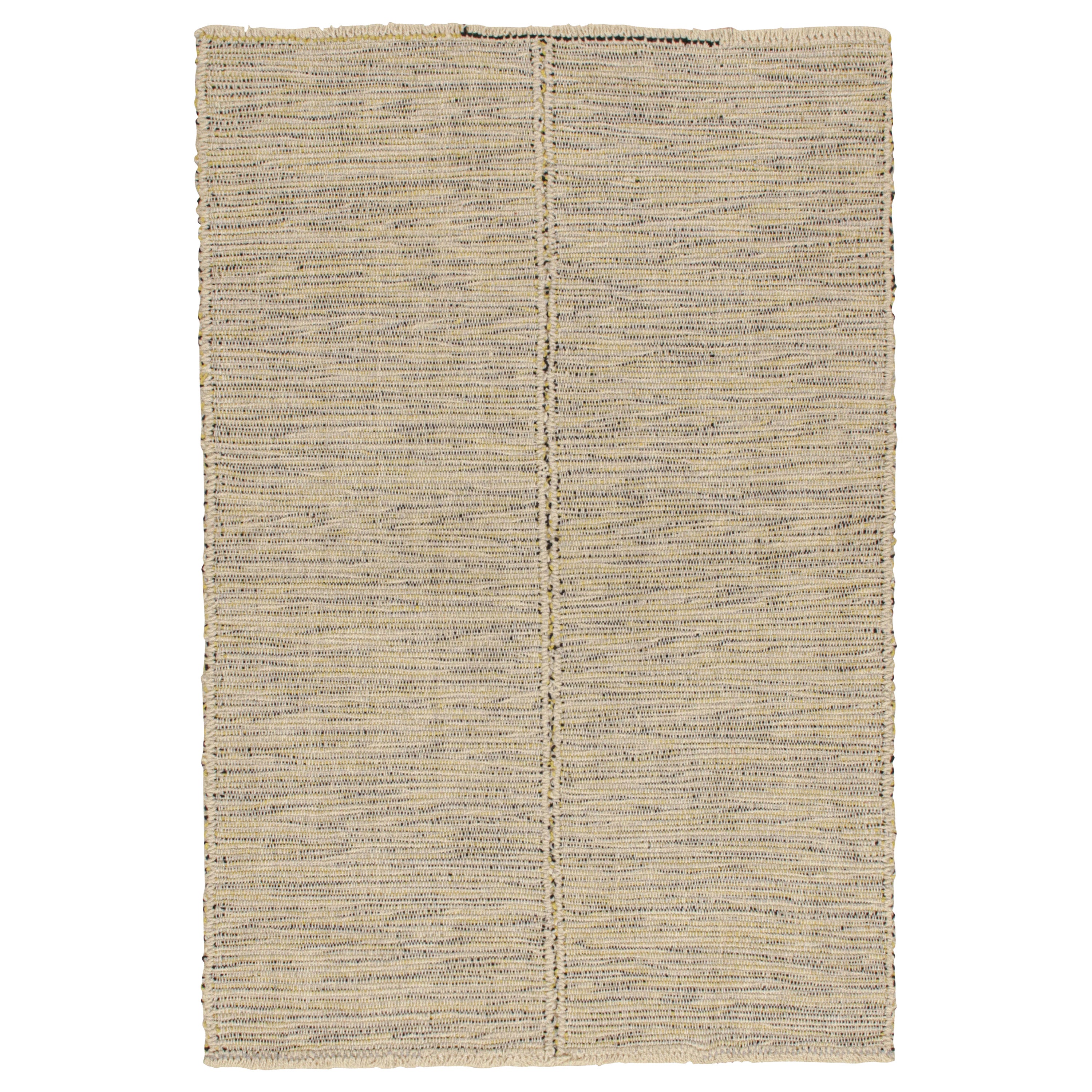 Rug & Kilims Contemporary Kilim Rug in Beige with Black and Yellow Accents For Sale