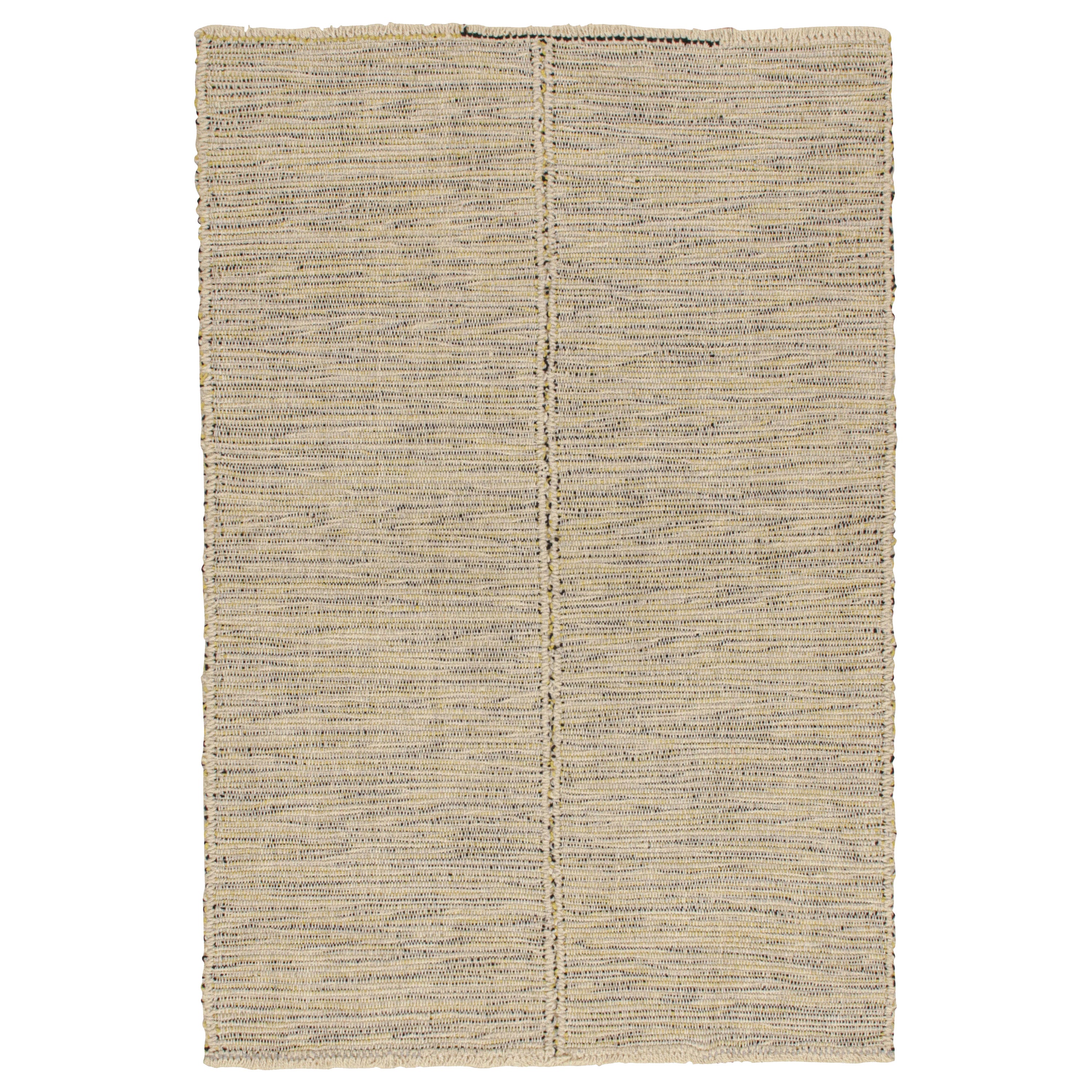 Rug & Kilims Contemporary Kilim Rug in Beige with Black and Yellow Accents