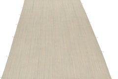 Rug & Kilim’s Contemporary Kilim Rug in Blue and Beige Stripes